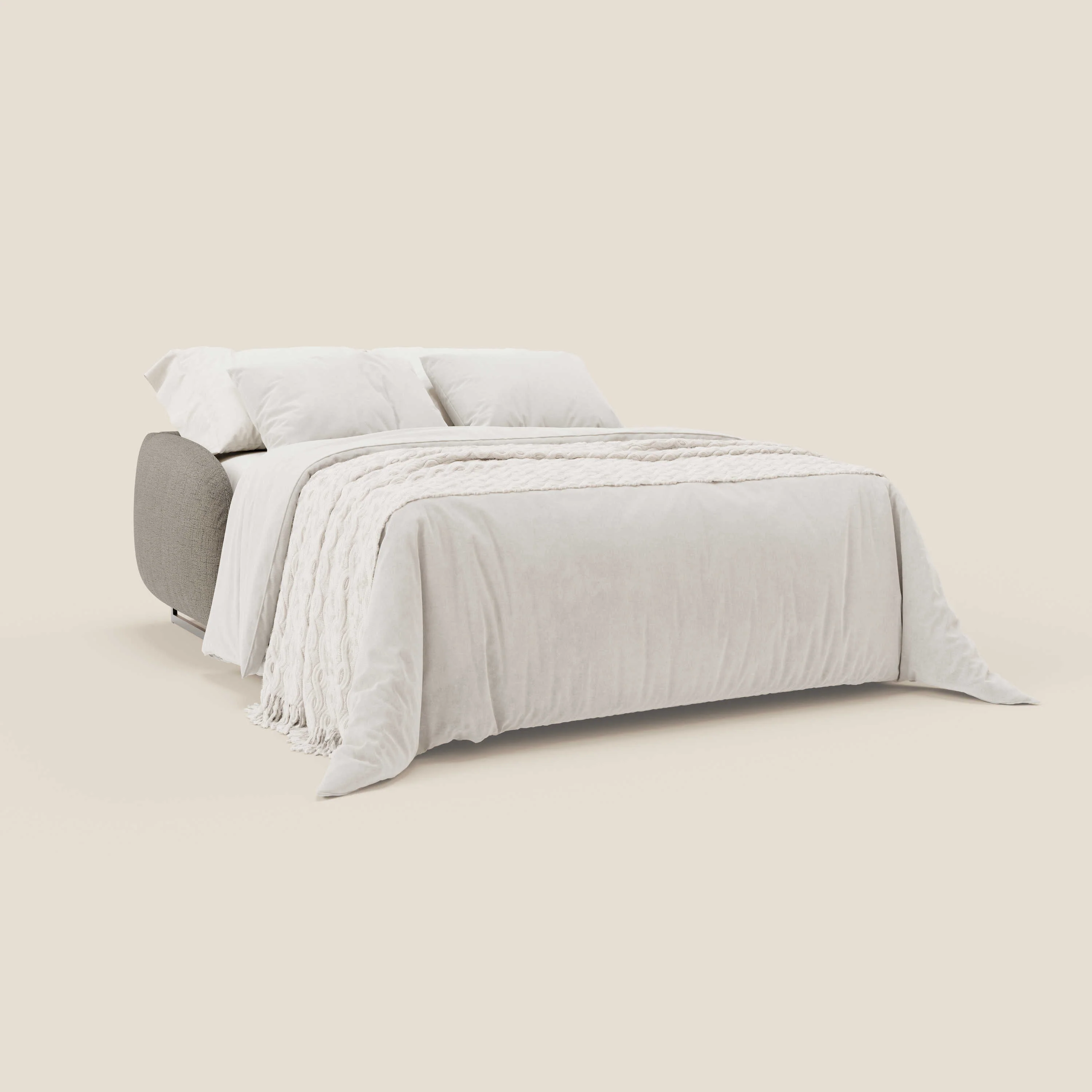 Ninfea Canapé convertible de design avec pieds hauts en métal et matelas H18 cm en tissu imperméable T03 taupe - Image 2