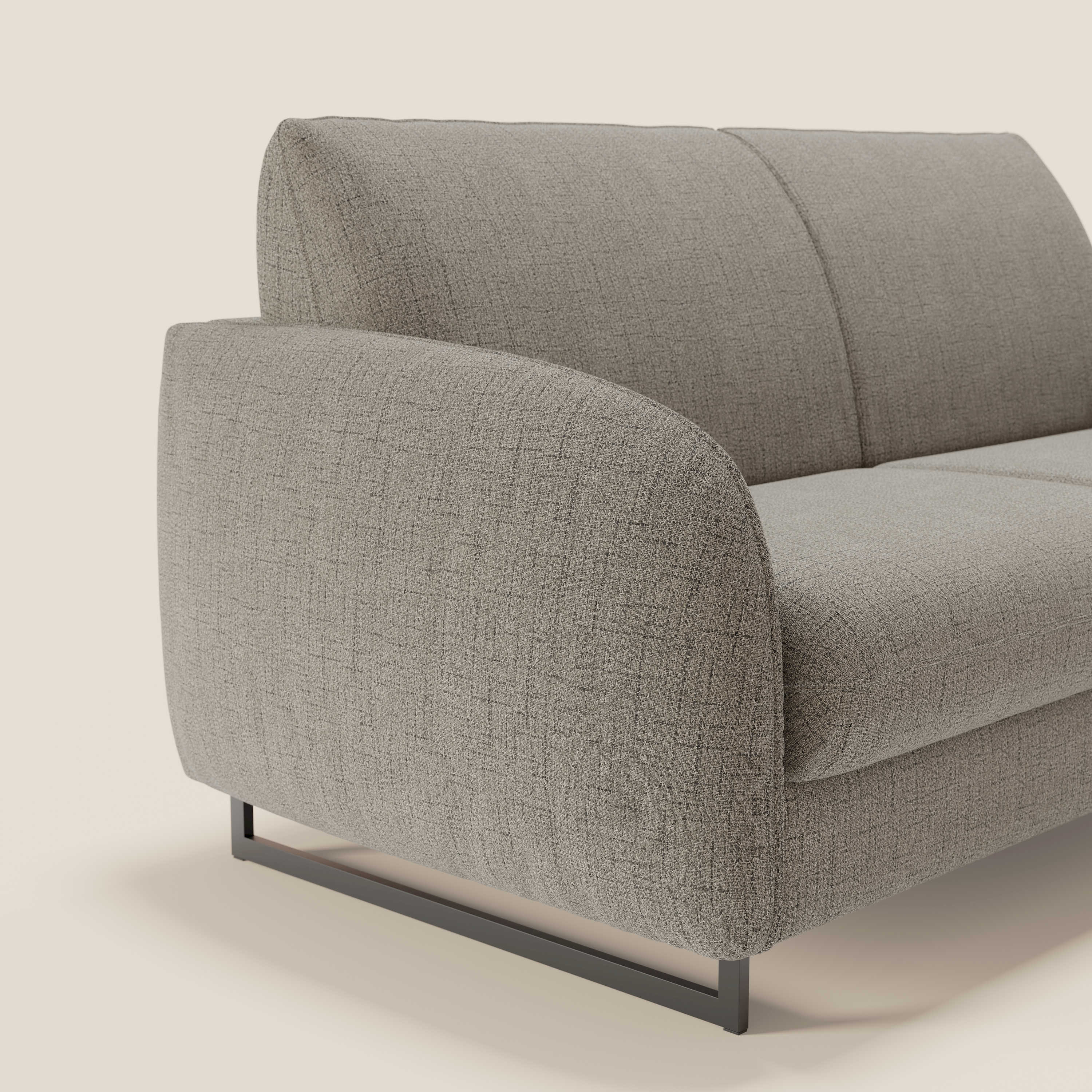 Ninfea Canapé convertible de design avec pieds hauts en métal et matelas H18 cm en tissu imperméable T03 taupe - Image 4