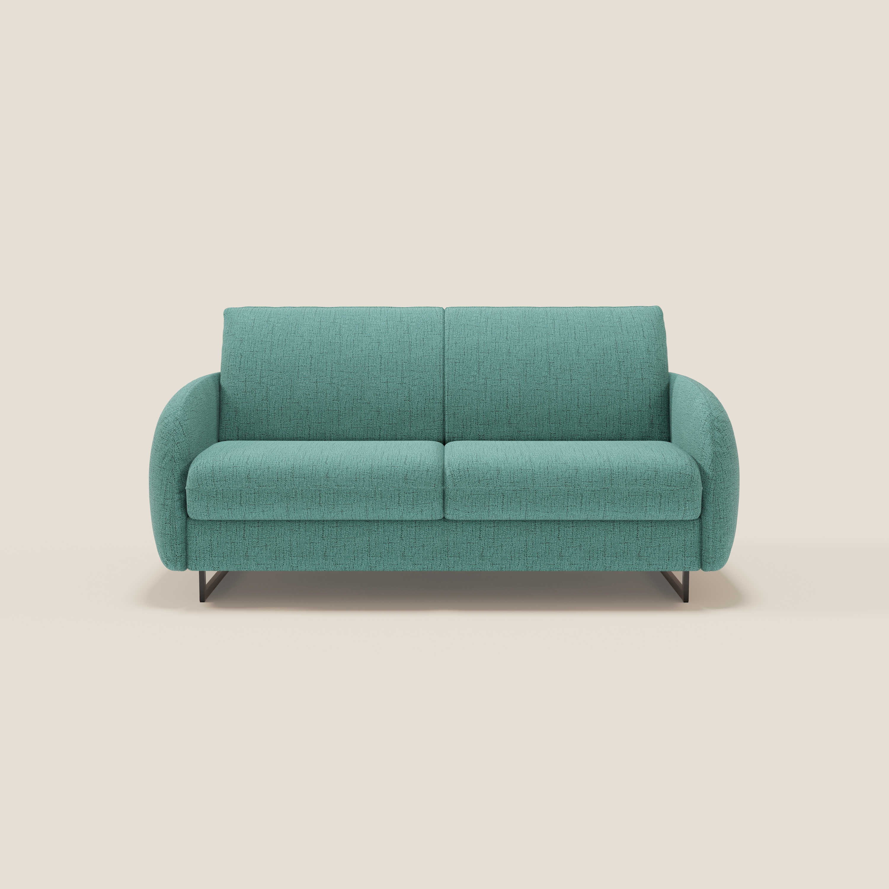 Ninfea Canapé convertible de design avec pieds hauts en métal et matelas H18 cm en tissu imperméable T03 vert aquamarine