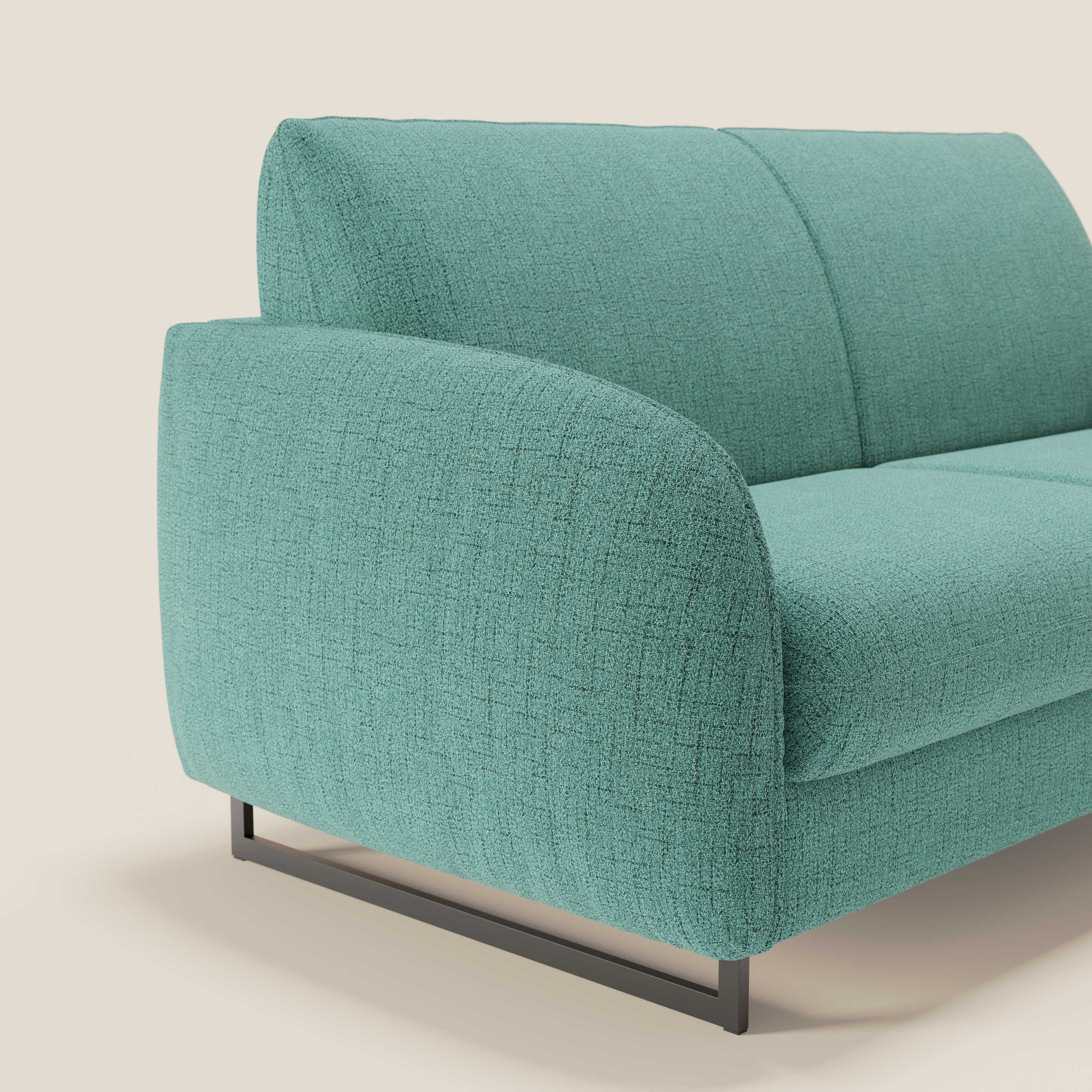 Ninfea Canapé convertible de design avec pieds hauts en métal et matelas H18 cm en tissu imperméable T03 vert aquamarine - Image 4