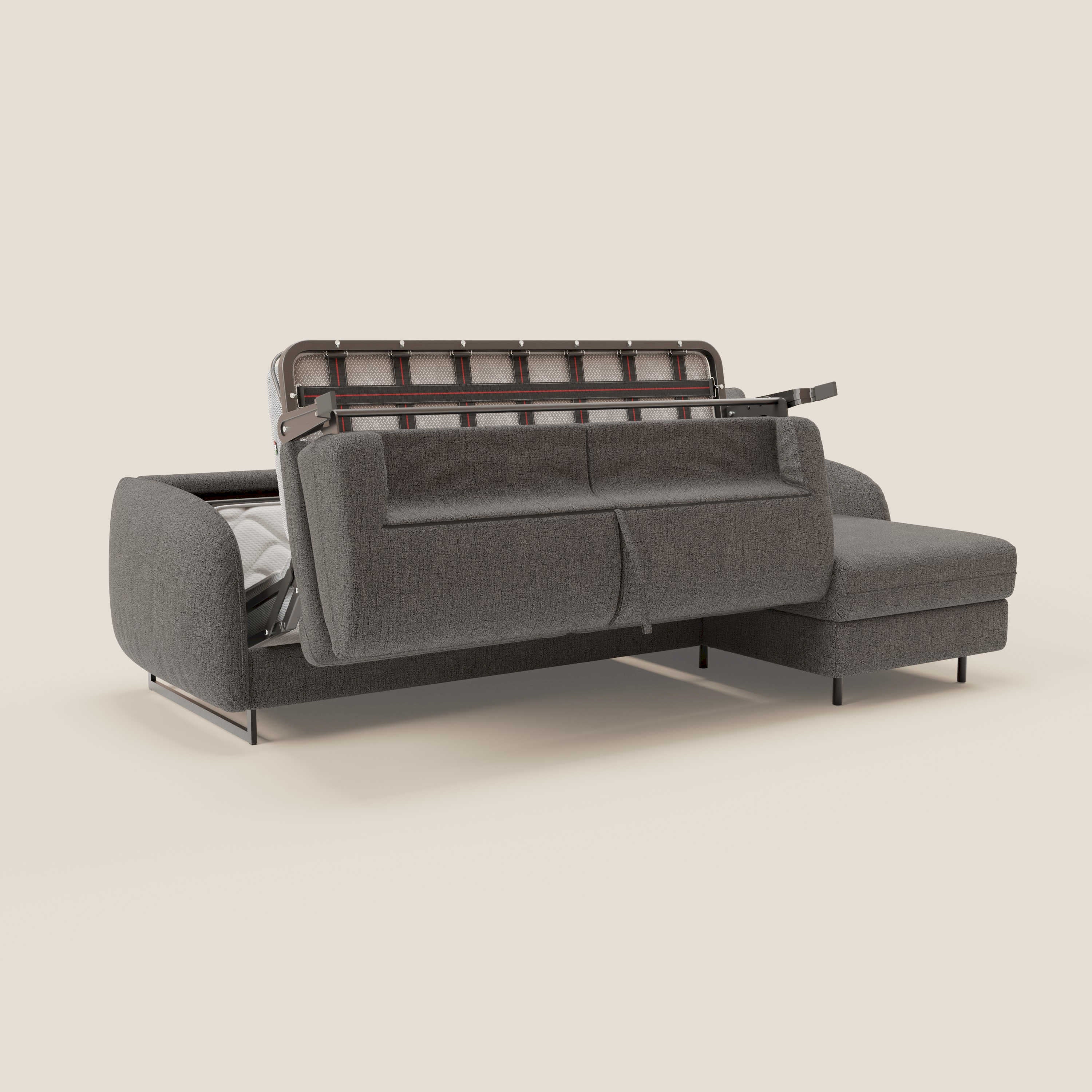 Ninfea Canapé d'angle convertible avec chaise longue coffre, matelas H18 cm et pieds en métal en tissu imperméable T03 anthracite - Image 10
