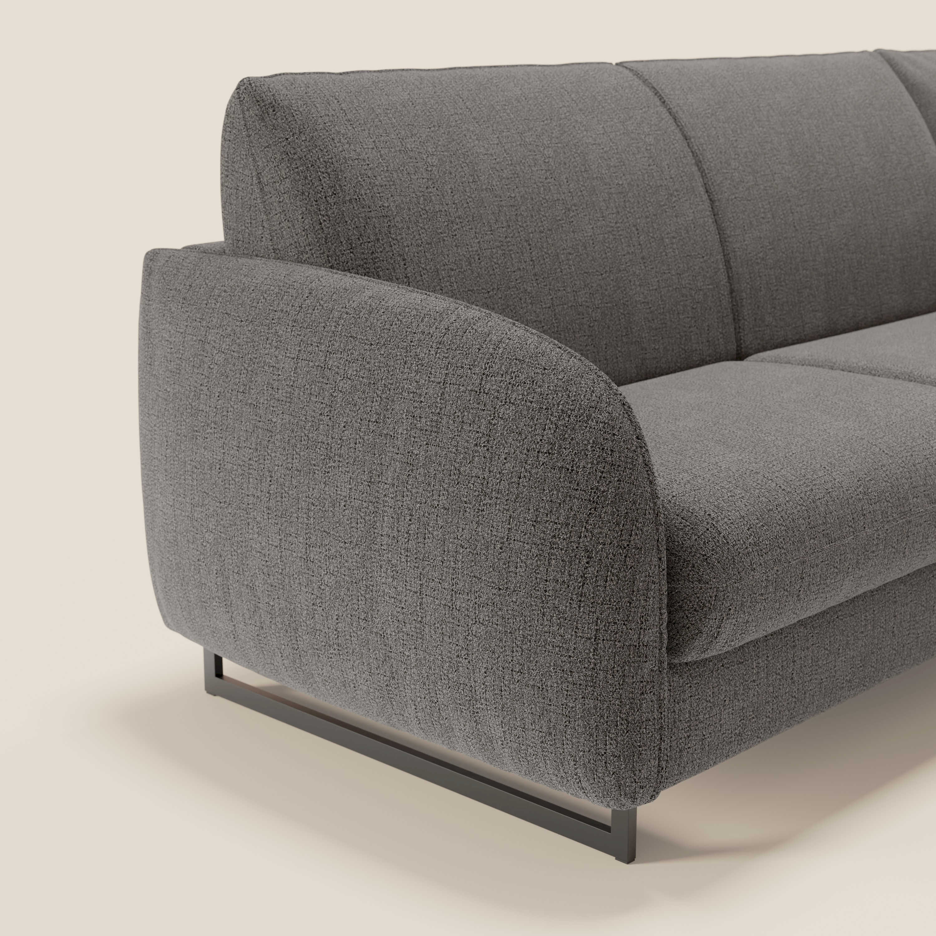 Ninfea Canapé d'angle convertible avec chaise longue coffre, matelas H18 cm et pieds en métal en tissu imperméable T03 anthracite - Image 4