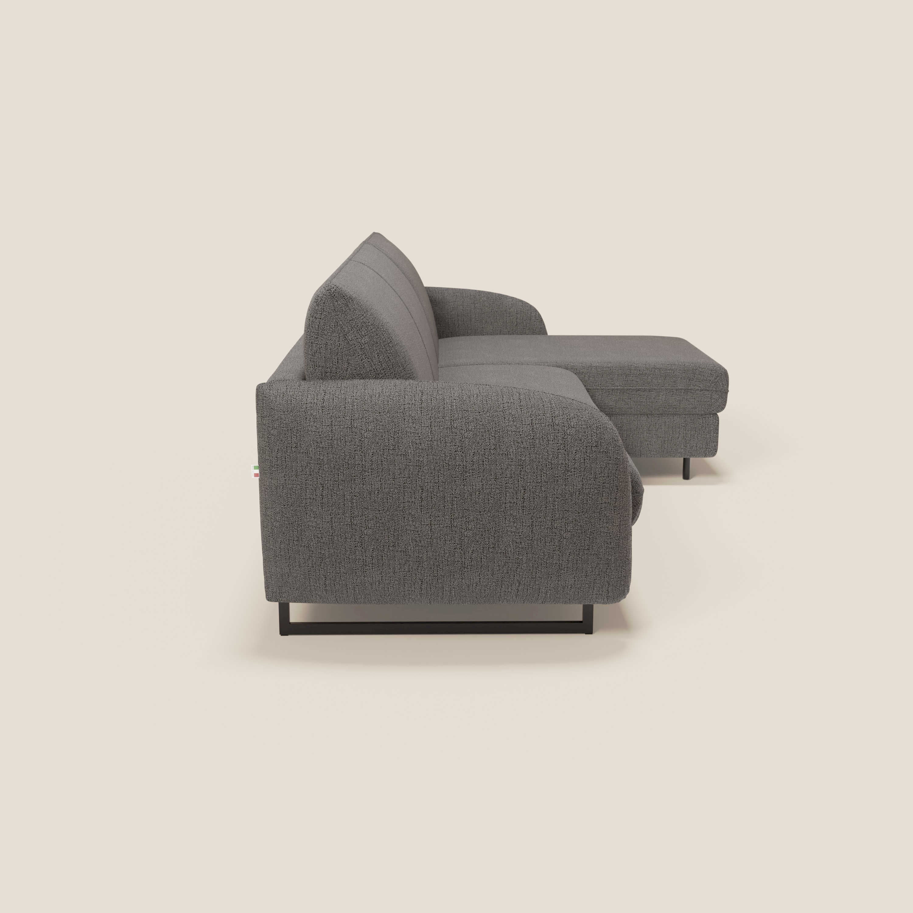 Ninfea Canapé d'angle convertible avec chaise longue coffre, matelas H18 cm et pieds en métal en tissu imperméable T03 anthracite - Image 6