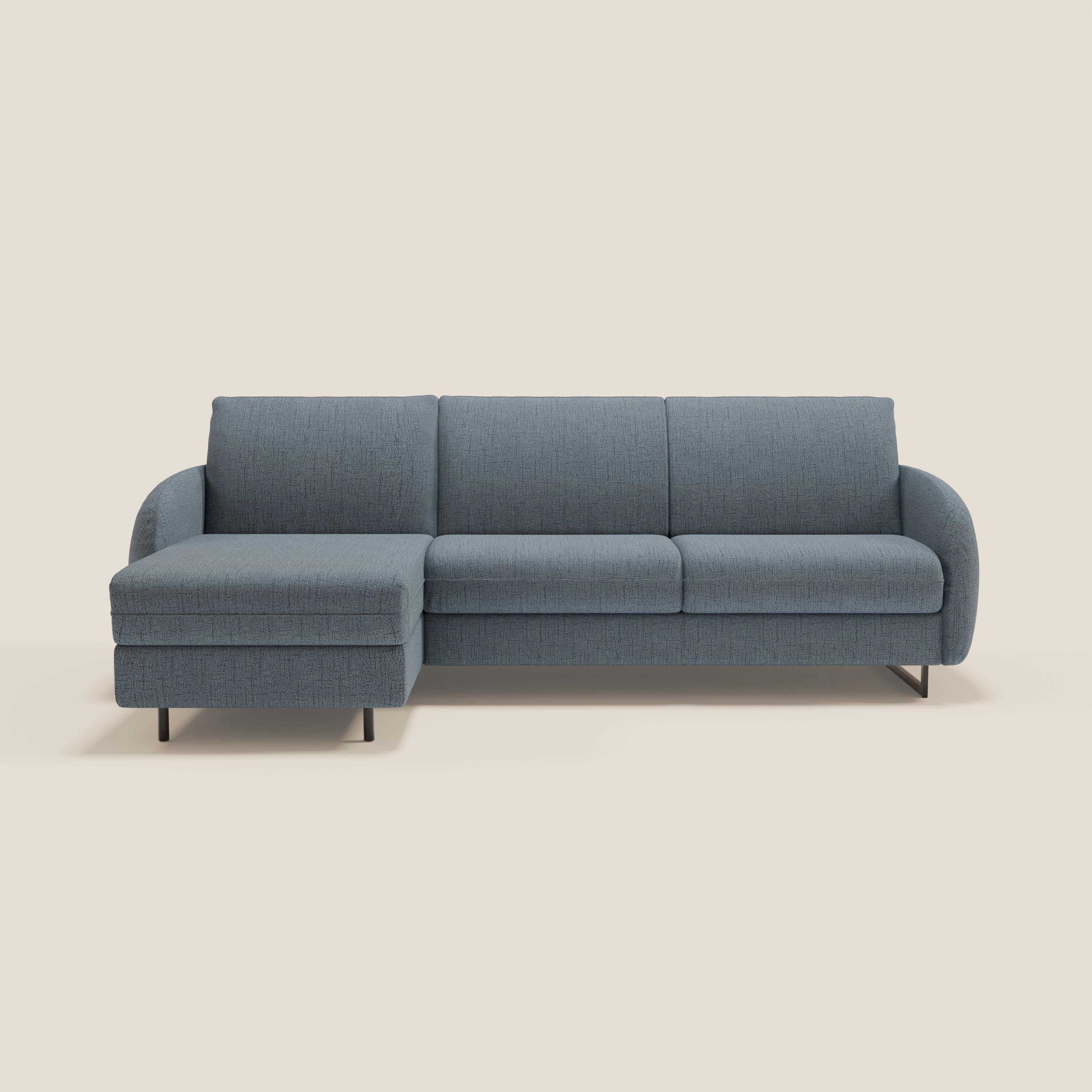 Ninfea Canapé d'angle convertible avec chaise longue coffre, matelas H18 cm et pieds en métal en tissu imperméable T03 bleu - Image 12