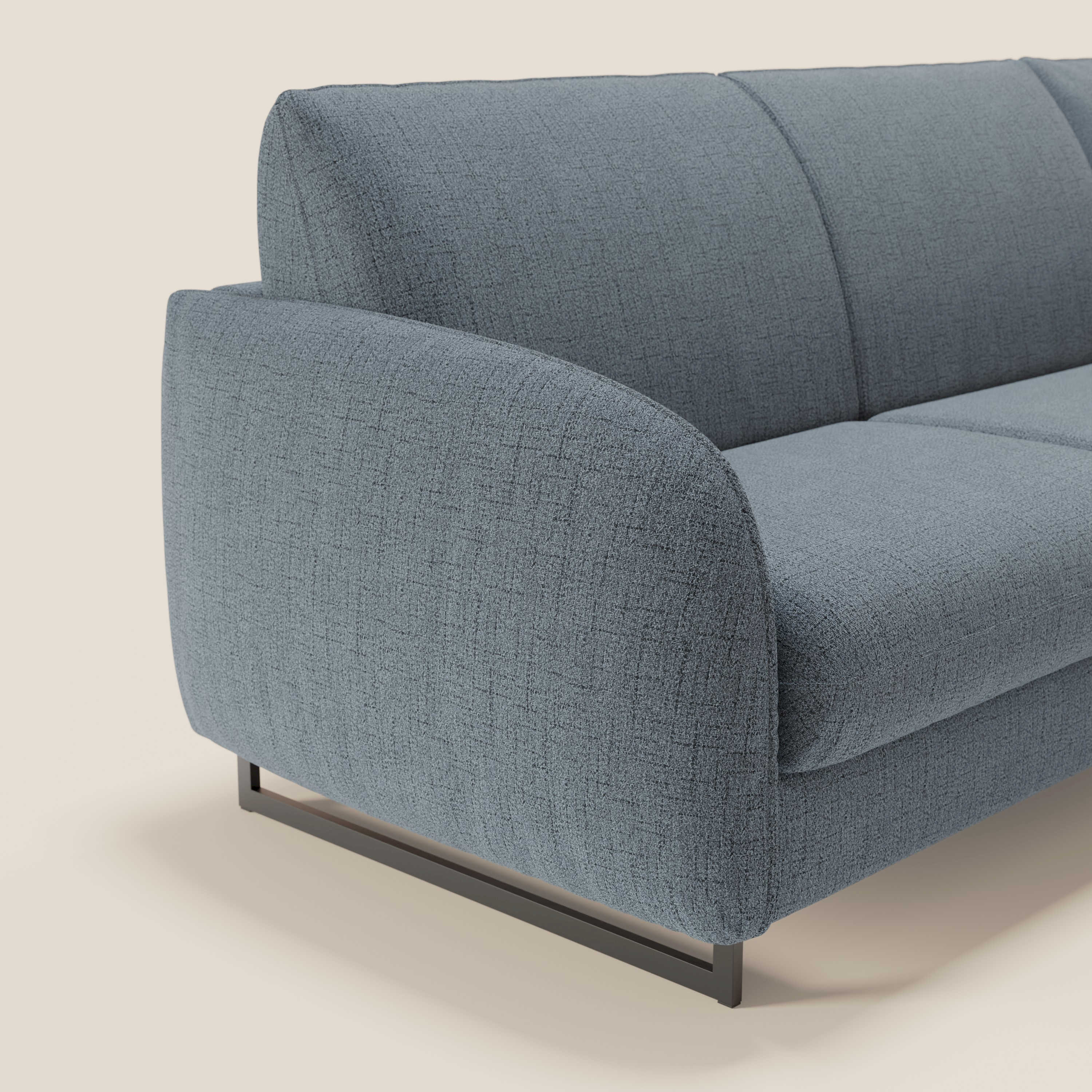Ninfea Canapé d'angle convertible avec chaise longue coffre, matelas H18 cm et pieds en métal en tissu imperméable T03 bleu - Image 4