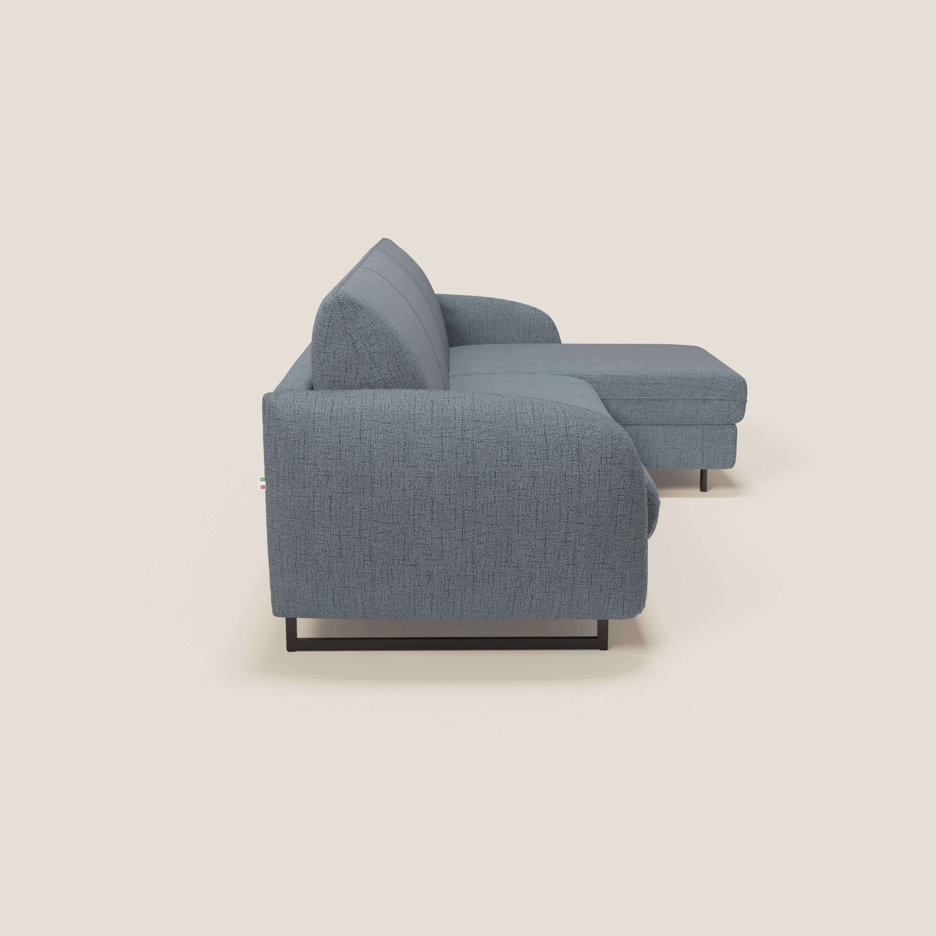Ninfea Canapé d'angle convertible avec chaise longue coffre, matelas H18 cm et pieds en métal en tissu imperméable T03 bleu - Image 6