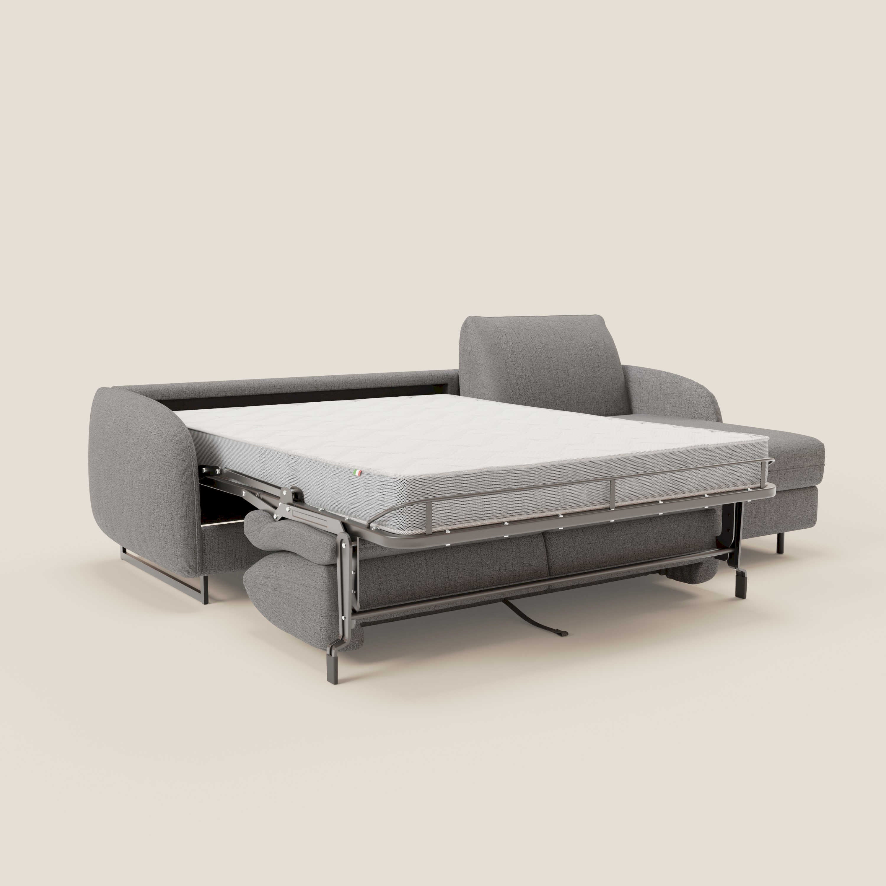 Ninfea Canapé d'angle convertible avec chaise longue coffre, matelas H18 cm et pieds en métal en tissu imperméable T03 gris - Image 11