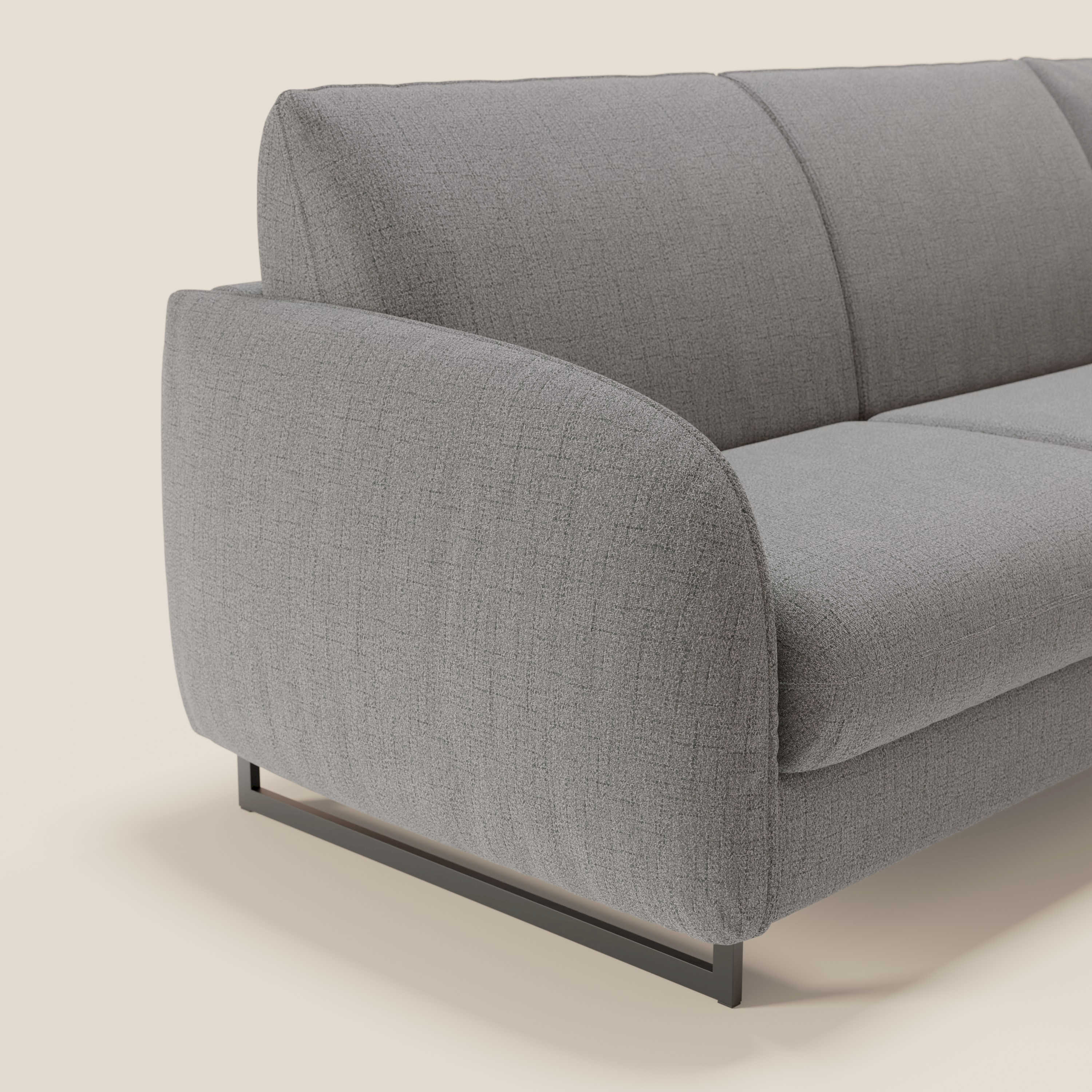 Ninfea Canapé d'angle convertible avec chaise longue coffre, matelas H18 cm et pieds en métal en tissu imperméable T03 gris - Image 4