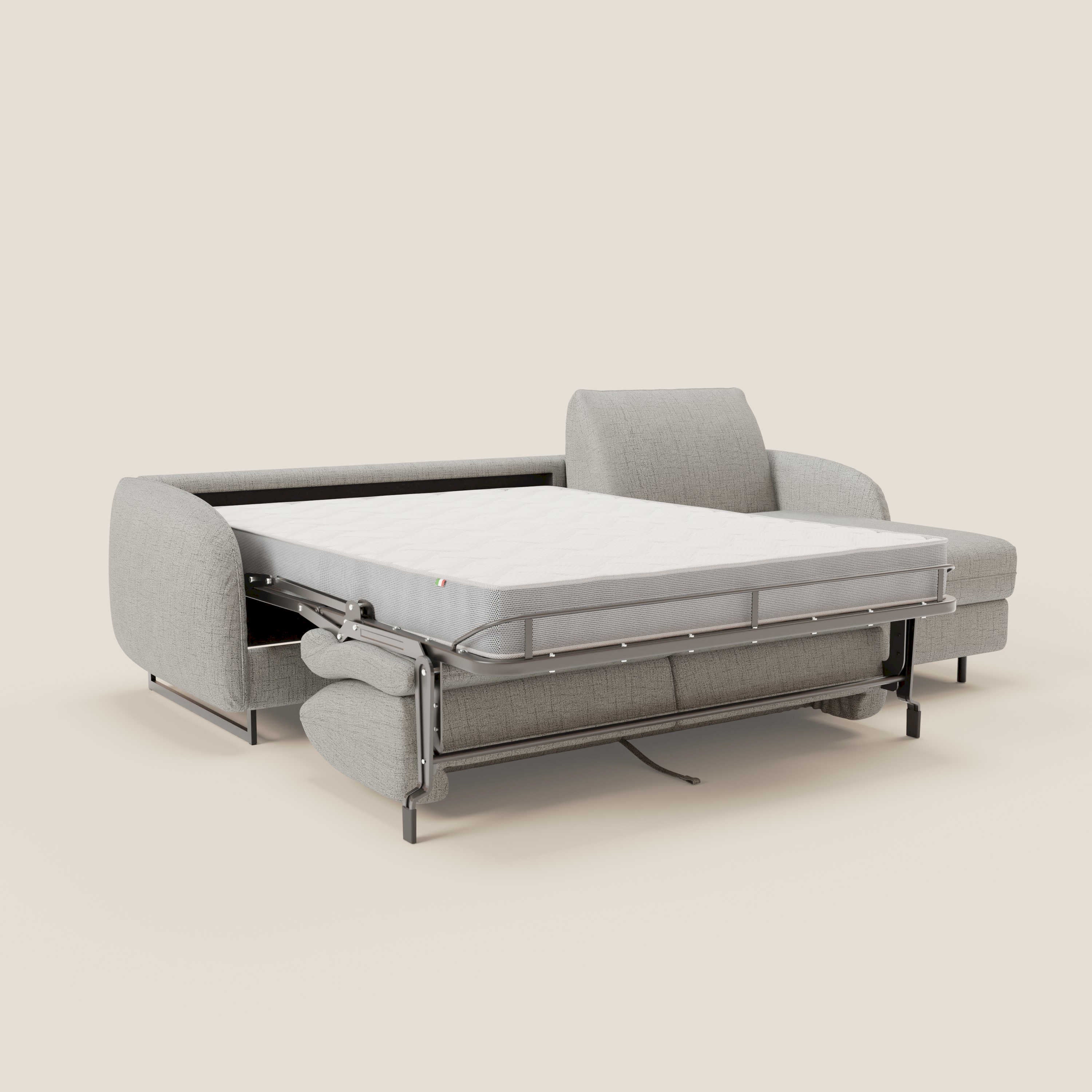 Ninfea Canapé d'angle convertible avec chaise longue coffre, matelas H18 cm et pieds en métal en tissu imperméable T03 gris clair - Image 11
