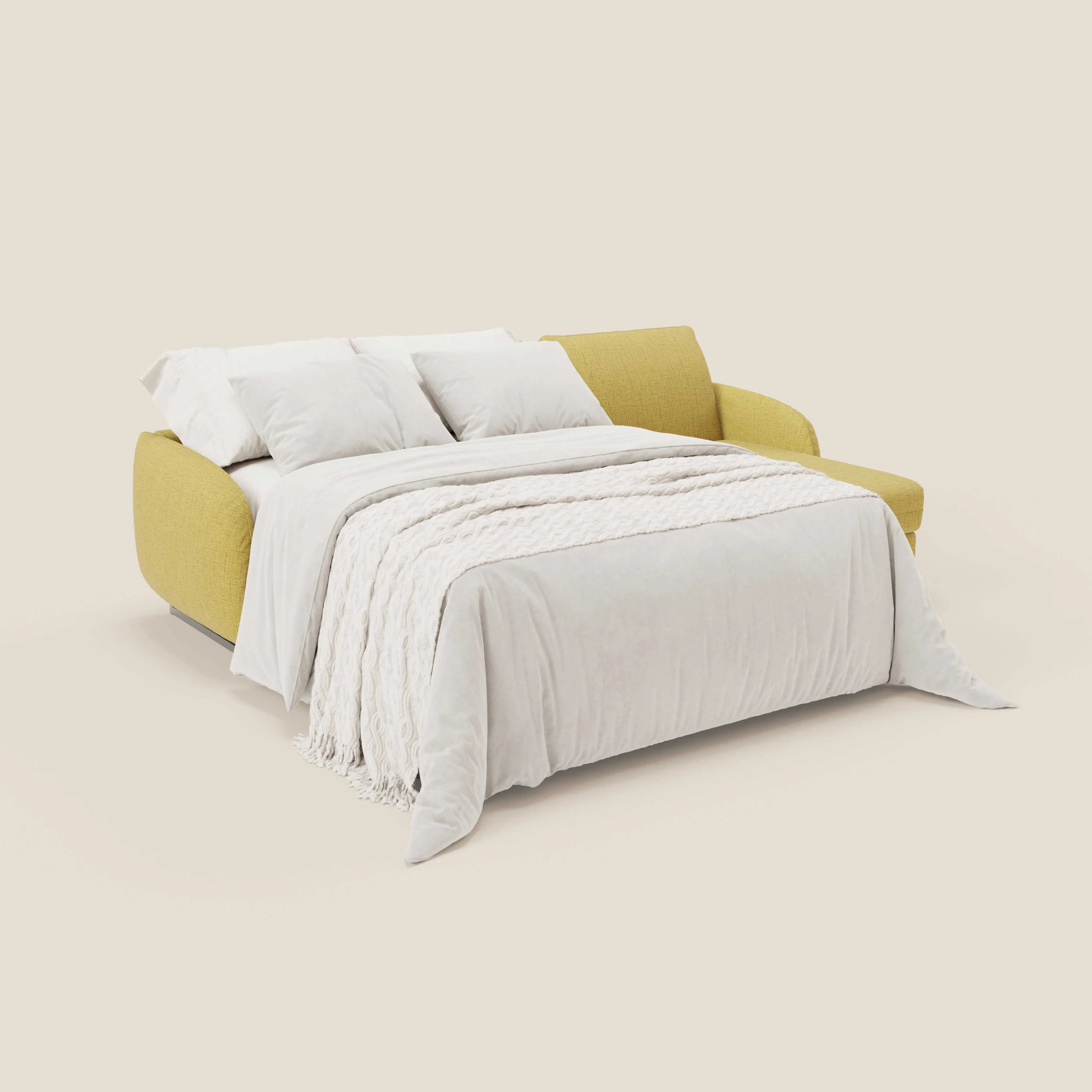 Ninfea Canapé d'angle convertible avec chaise longue coffre, matelas H18 cm et pieds en métal en tissu imperméable T03 jaune - Image 2