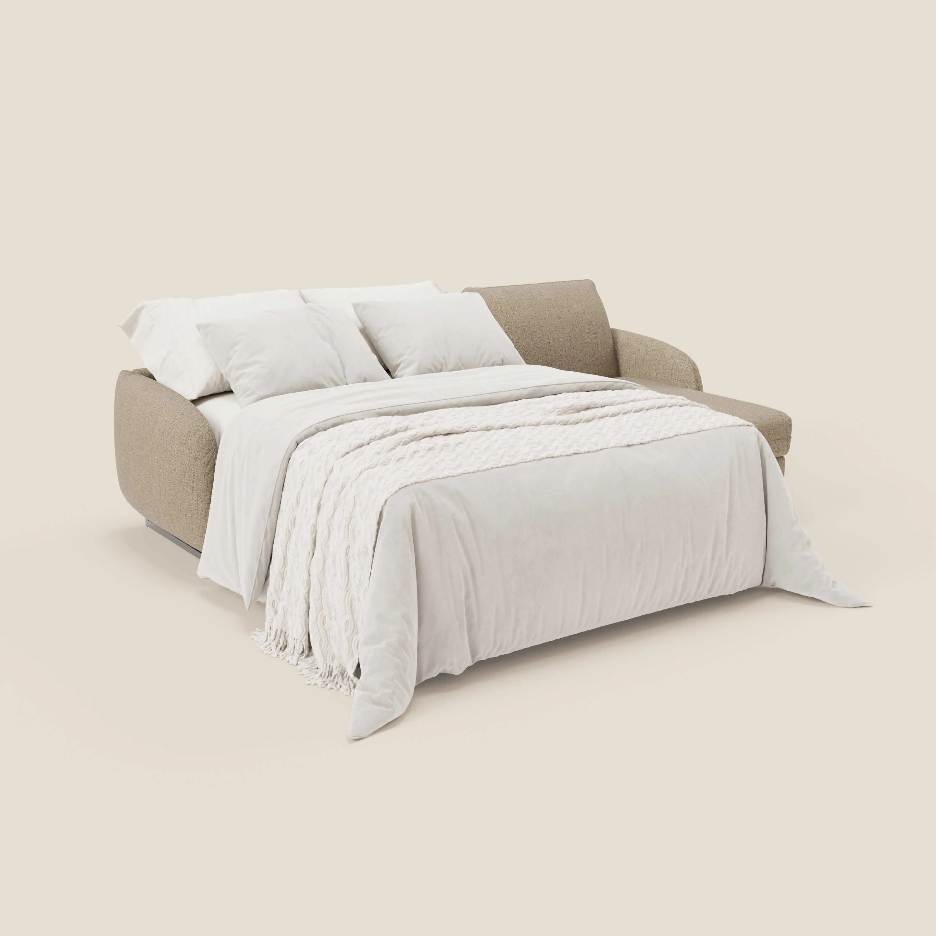 Ninfea Canapé d'angle convertible avec chaise longue coffre, matelas H18 cm et pieds en métal en tissu imperméable T03 marron - Image 2