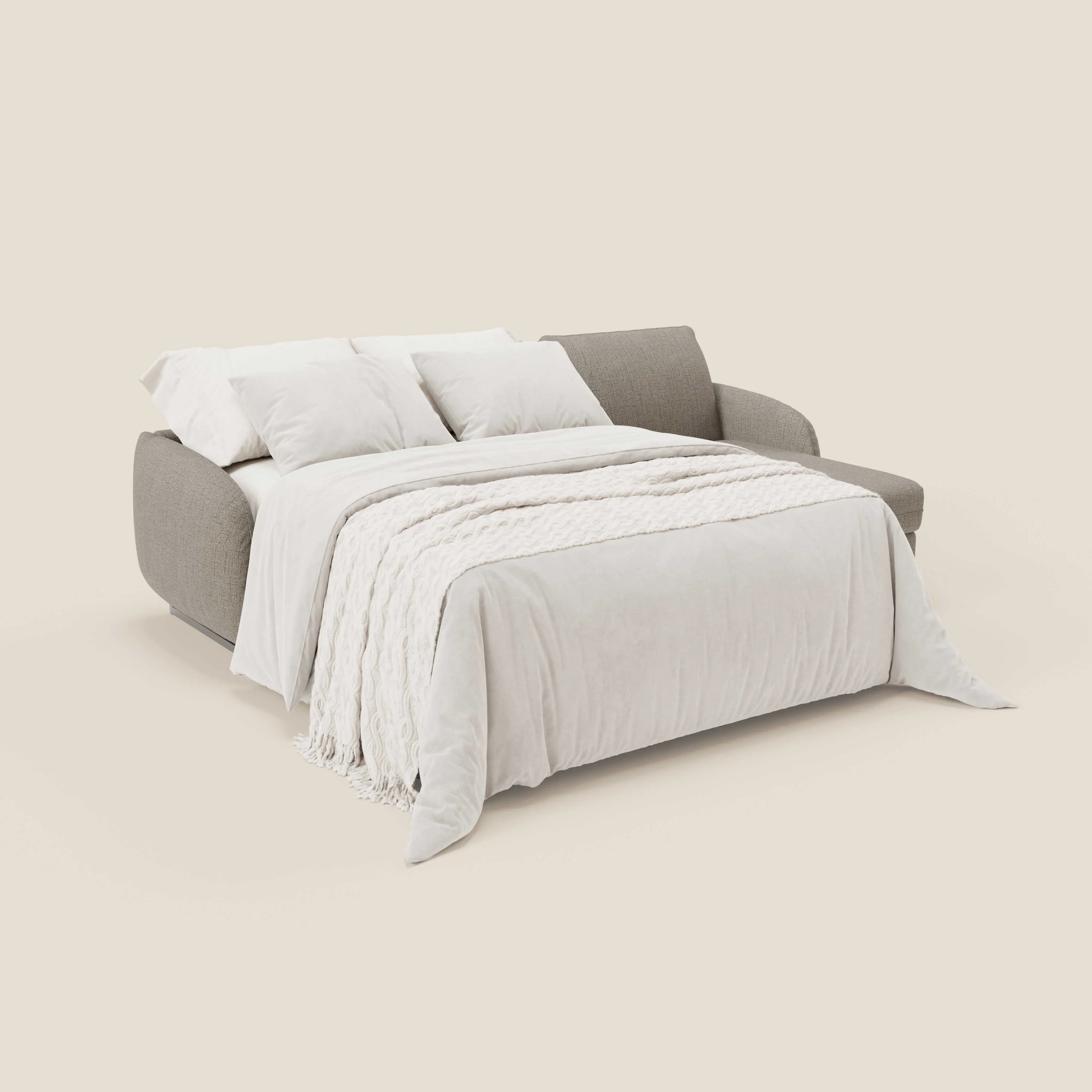 Ninfea Canapé d'angle convertible avec chaise longue coffre, matelas H18 cm et pieds en métal en tissu imperméable T03 taupe - Image 2