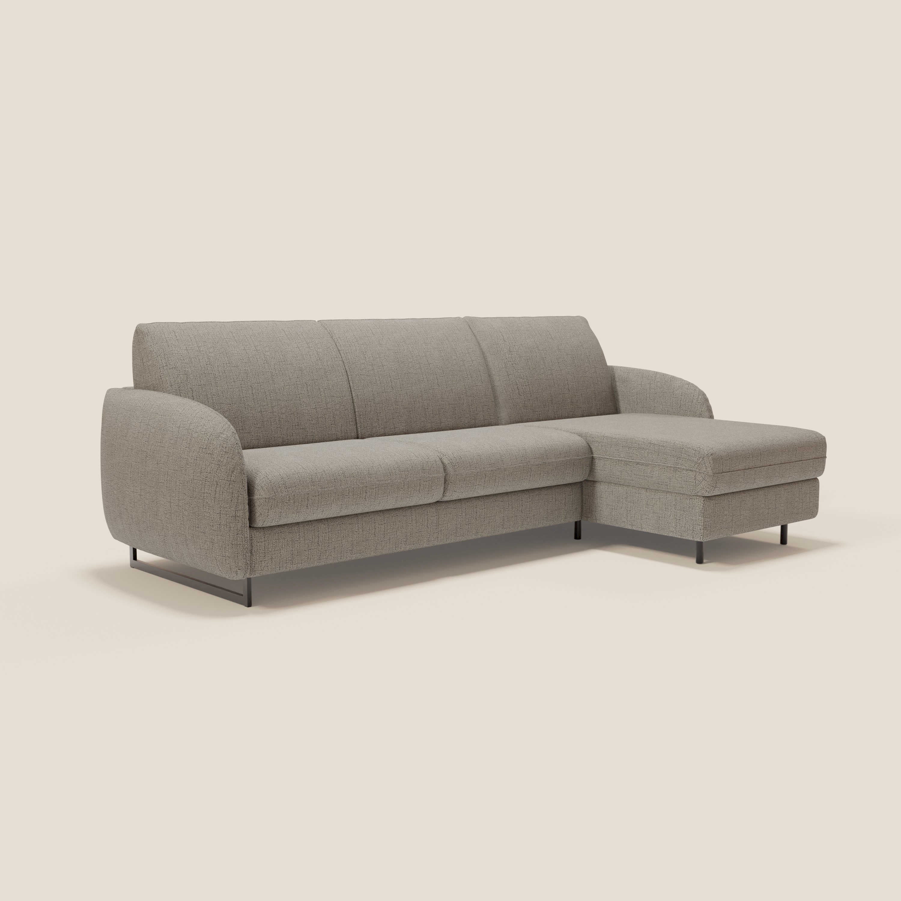 Ninfea Canapé d'angle convertible avec chaise longue coffre, matelas H18 cm et pieds en métal en tissu imperméable T03 taupe - Image 3