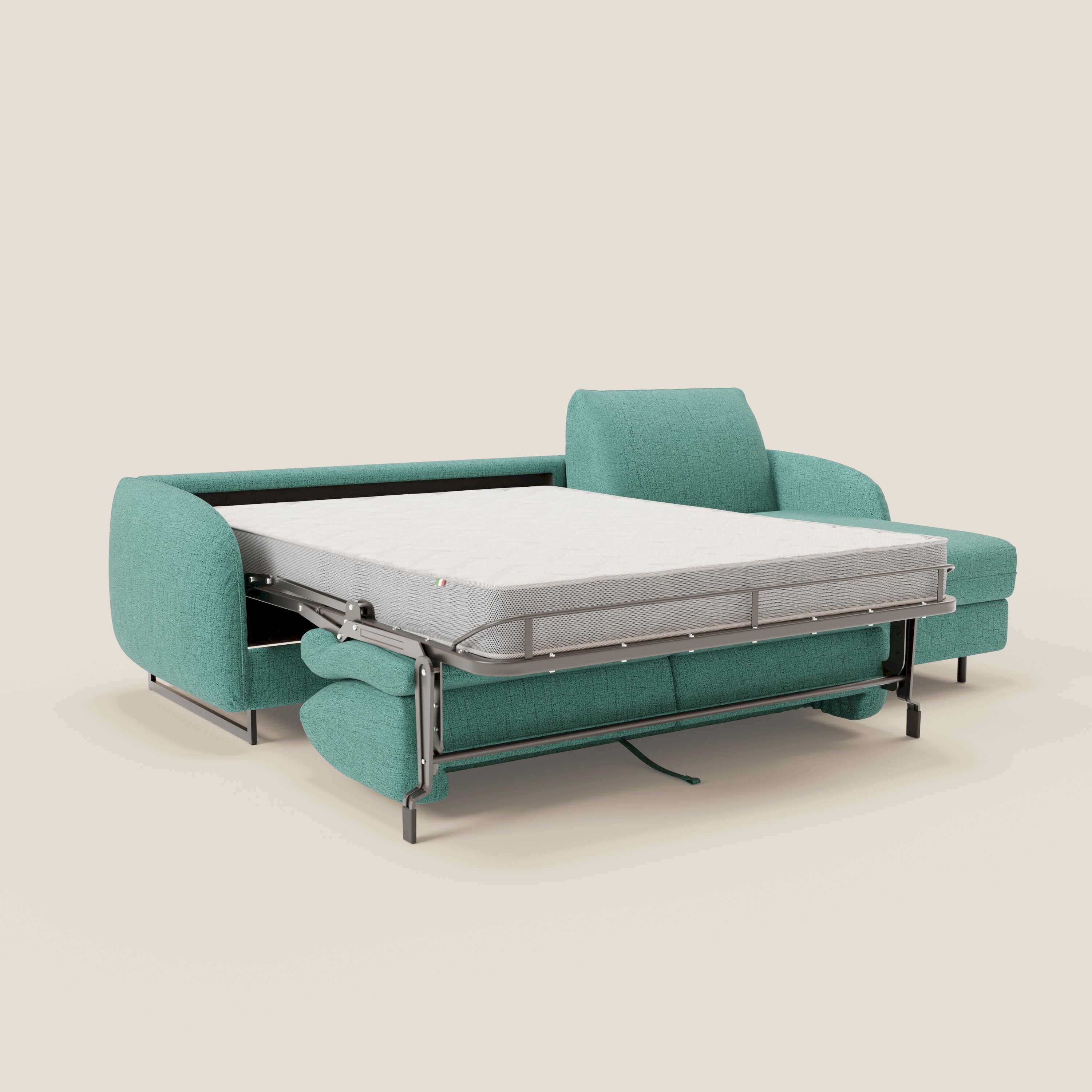 Ninfea Canapé d'angle convertible avec chaise longue coffre, matelas H18 cm et pieds en métal en tissu imperméable T03 vert aquamarine - Image 10