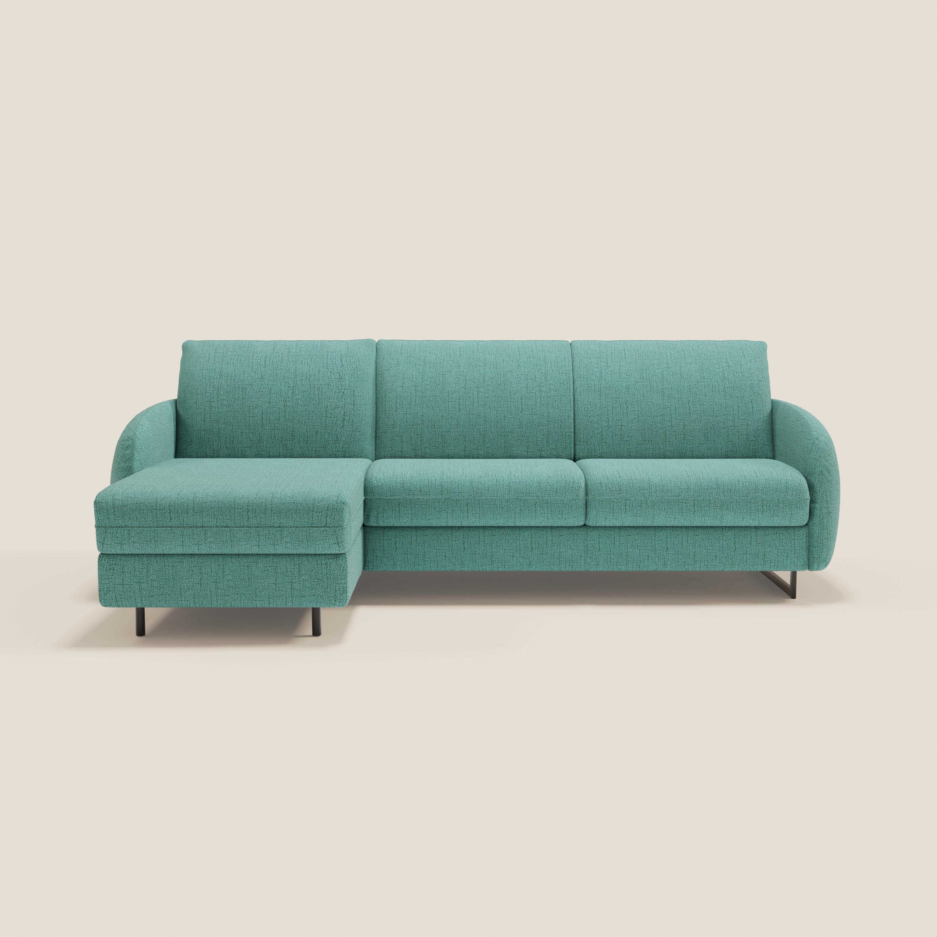 Ninfea Canapé d'angle convertible avec chaise longue coffre, matelas H18 cm et pieds en métal en tissu imperméable T03 vert aquamarine - Image 11