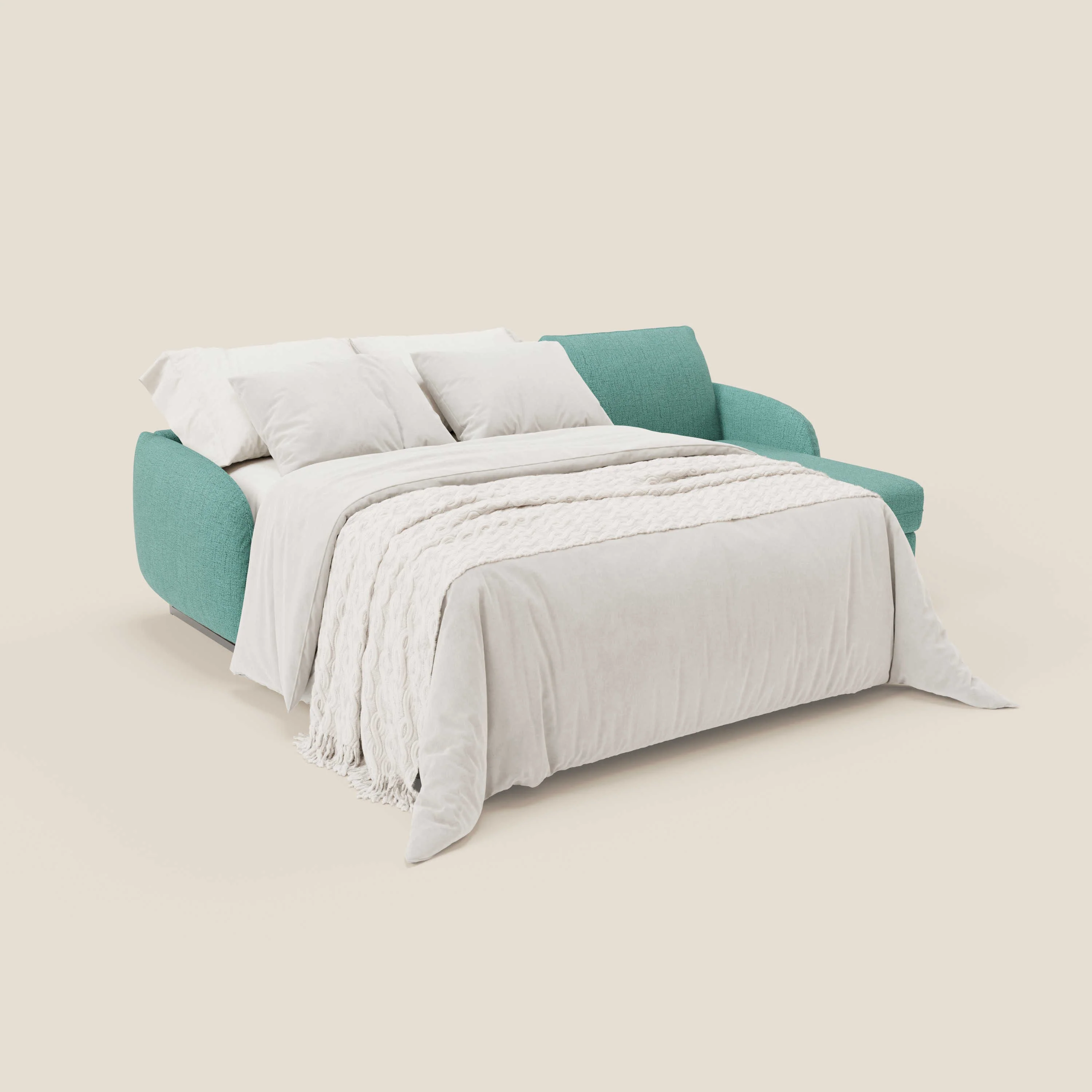 Ninfea Canapé d'angle convertible avec chaise longue coffre, matelas H18 cm et pieds en métal en tissu imperméable T03 vert aquamarine - Image 2