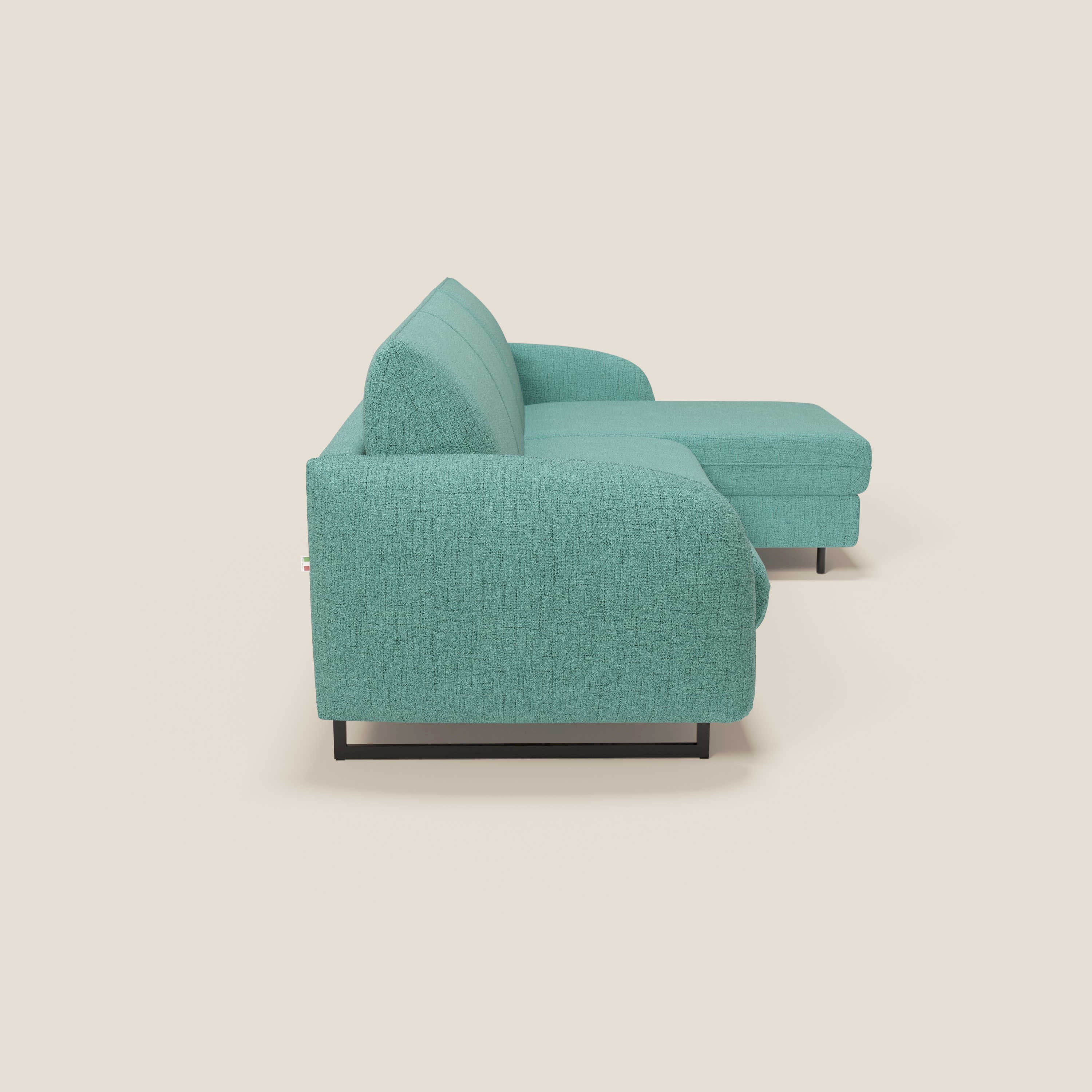Ninfea Canapé d'angle convertible avec chaise longue coffre, matelas H18 cm et pieds en métal en tissu imperméable T03 vert aquamarine - Image 6