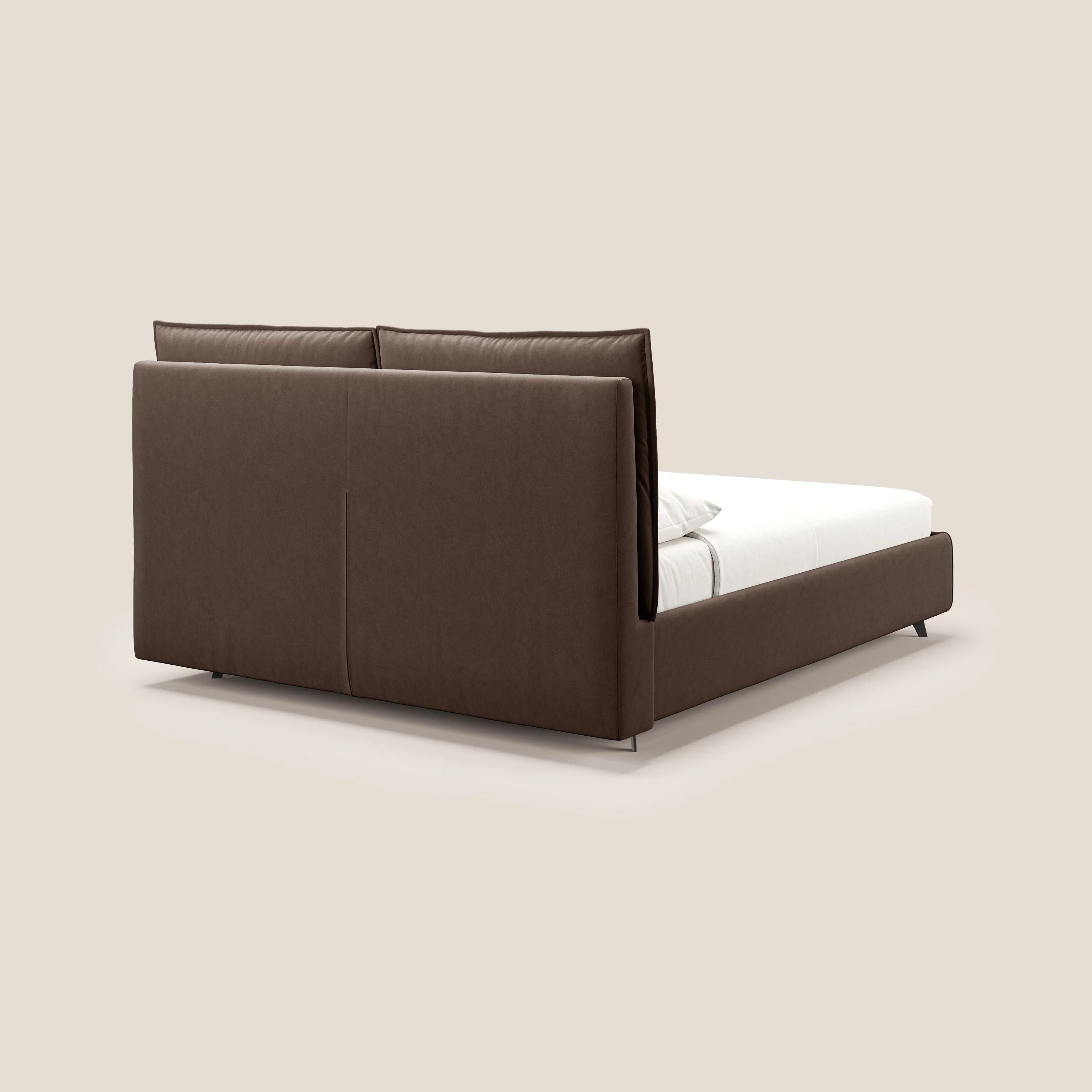 Nives lit rembourré avec coffre déhoussable en microfibre velours imperméable T09 marron - Image 6