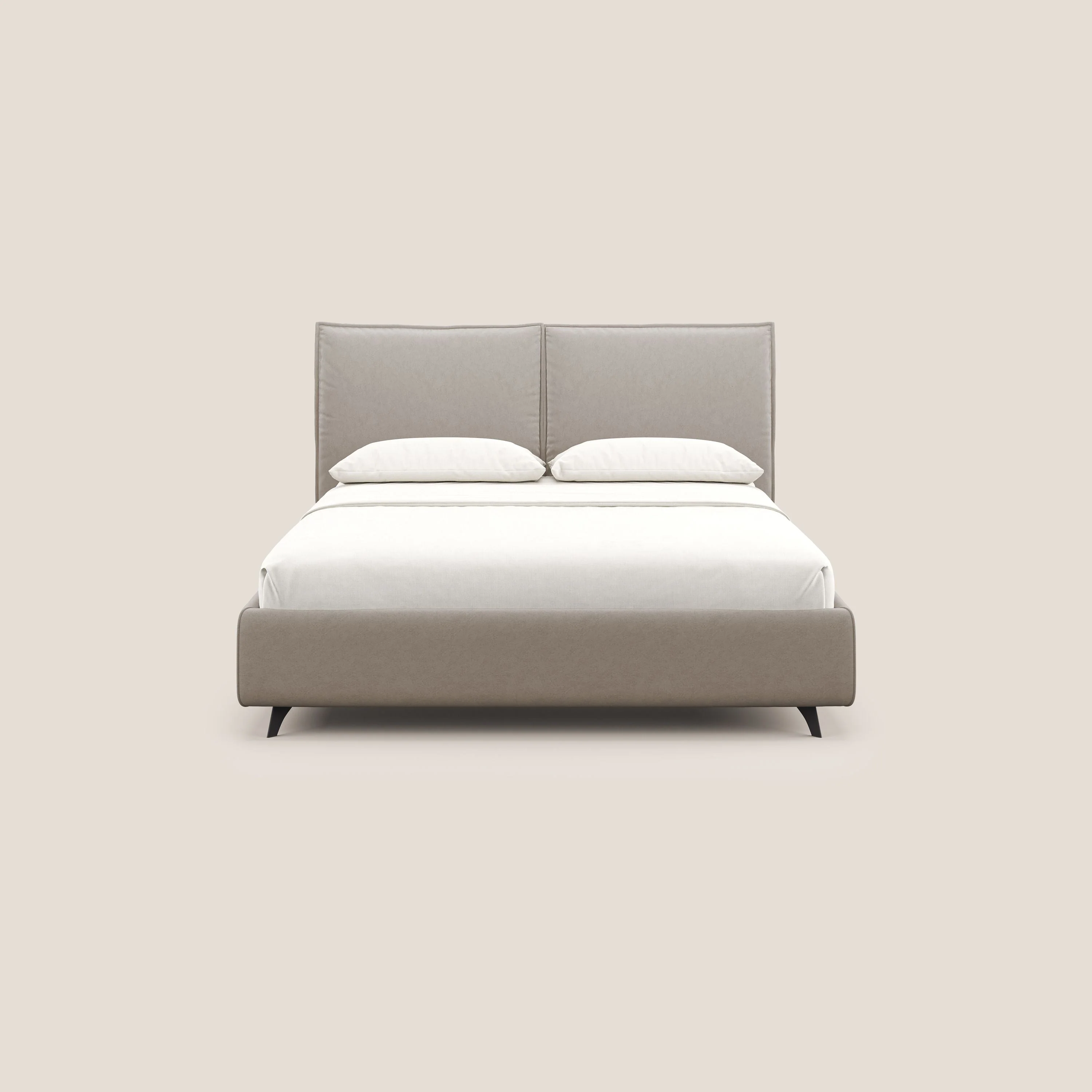 Nives lit rembourré avec coffre déhoussable en microfibre velours imperméable T09 Taupe tortora - Image 3