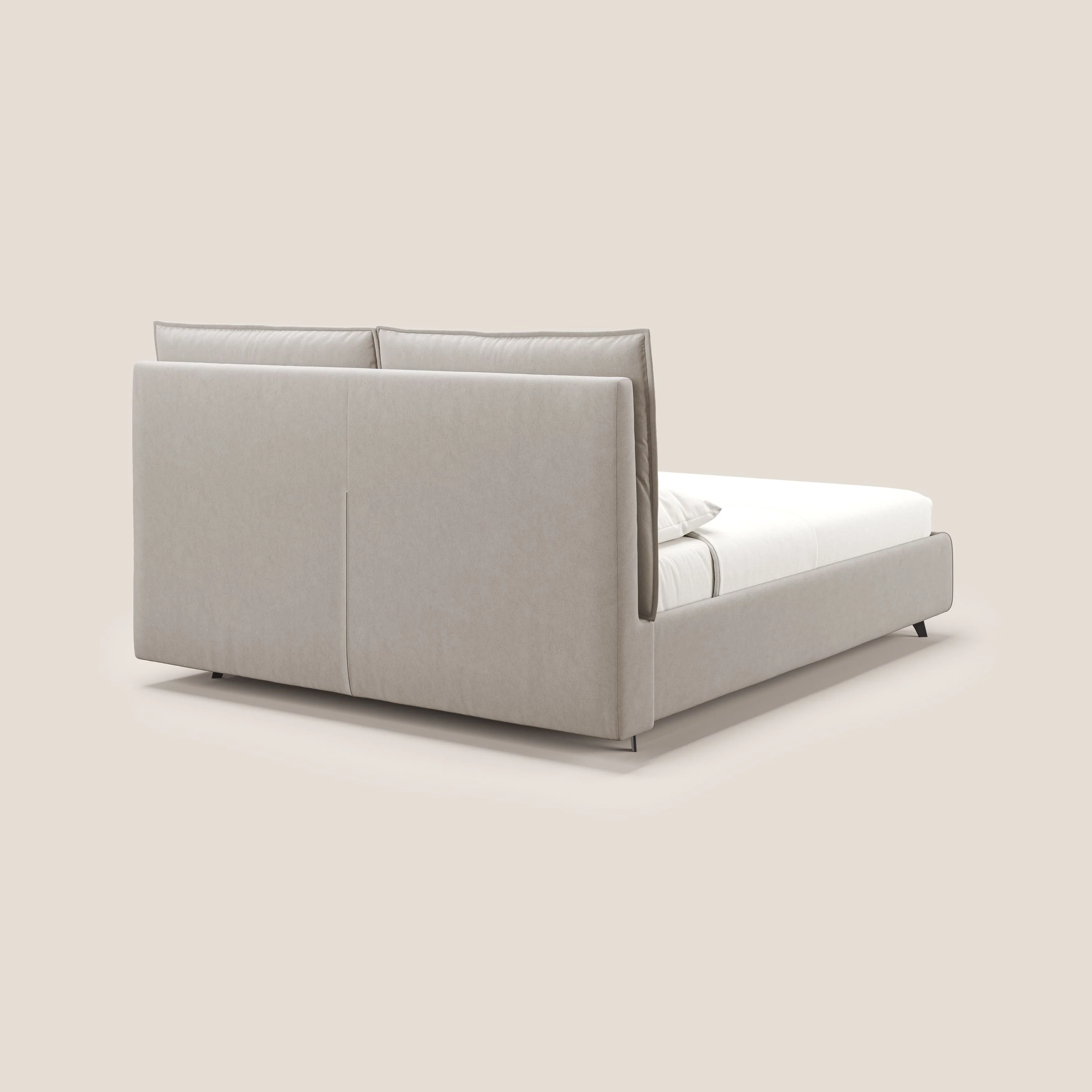 Nives lit rembourré avec coffre déhoussable en microfibre velours imperméable T09 Taupe tortora - Image 6