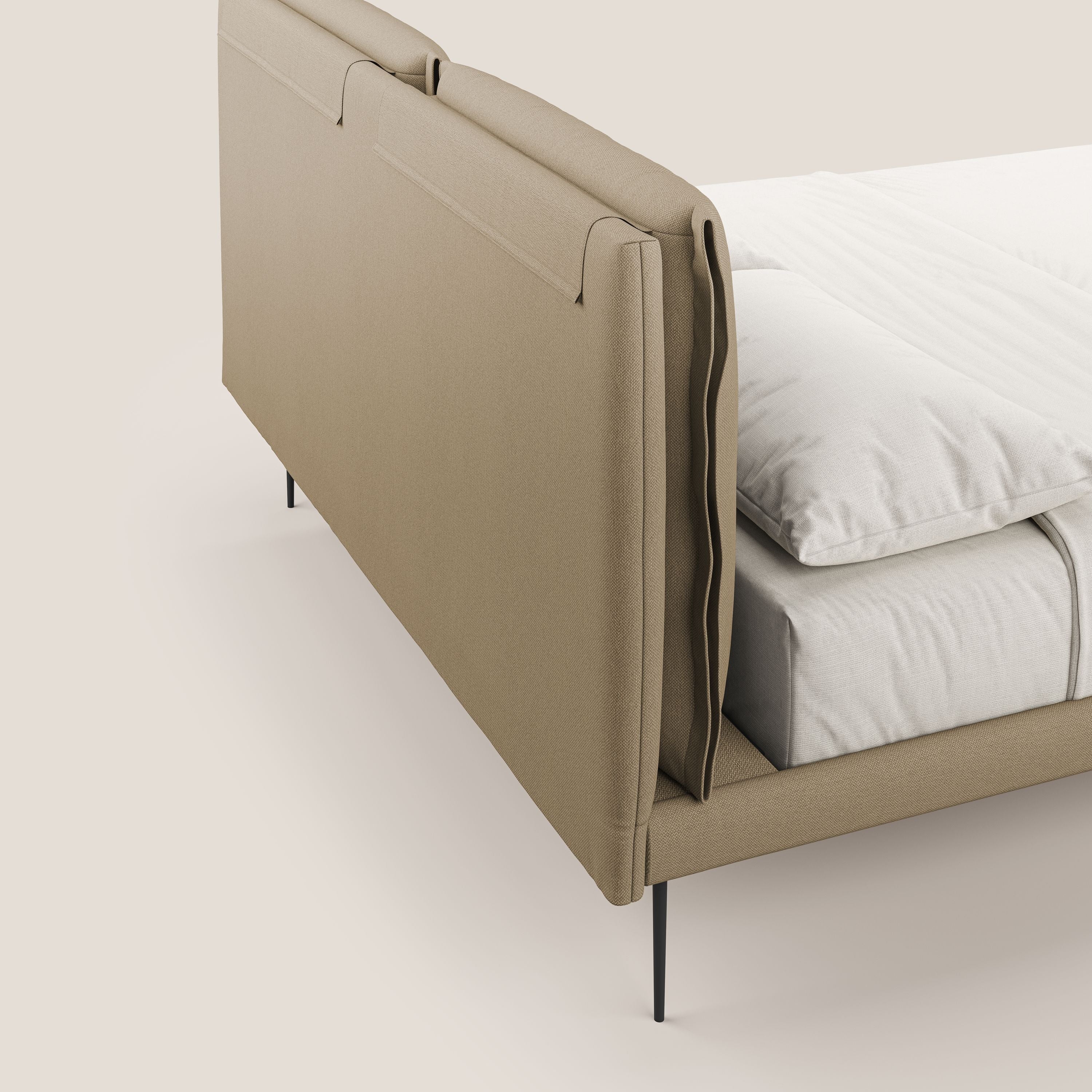 Noah lit avec coussins réglables et pieds hauts en métal en tissu détachable T05 beige - Image 7