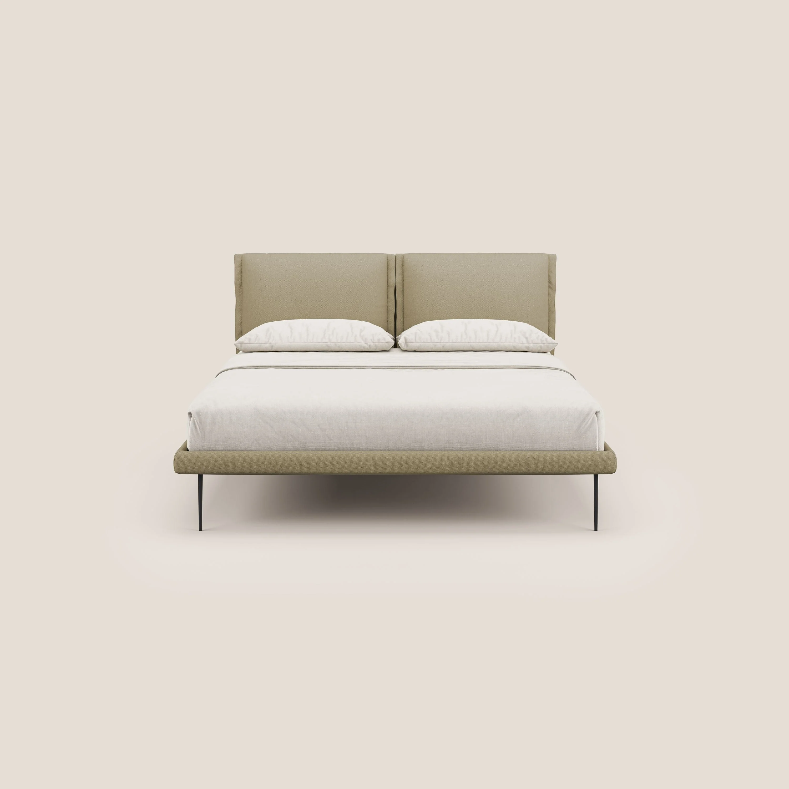 Noah lit avec coussins réglables et pieds hauts en métal en tissu détachable T05 camel - Image 2