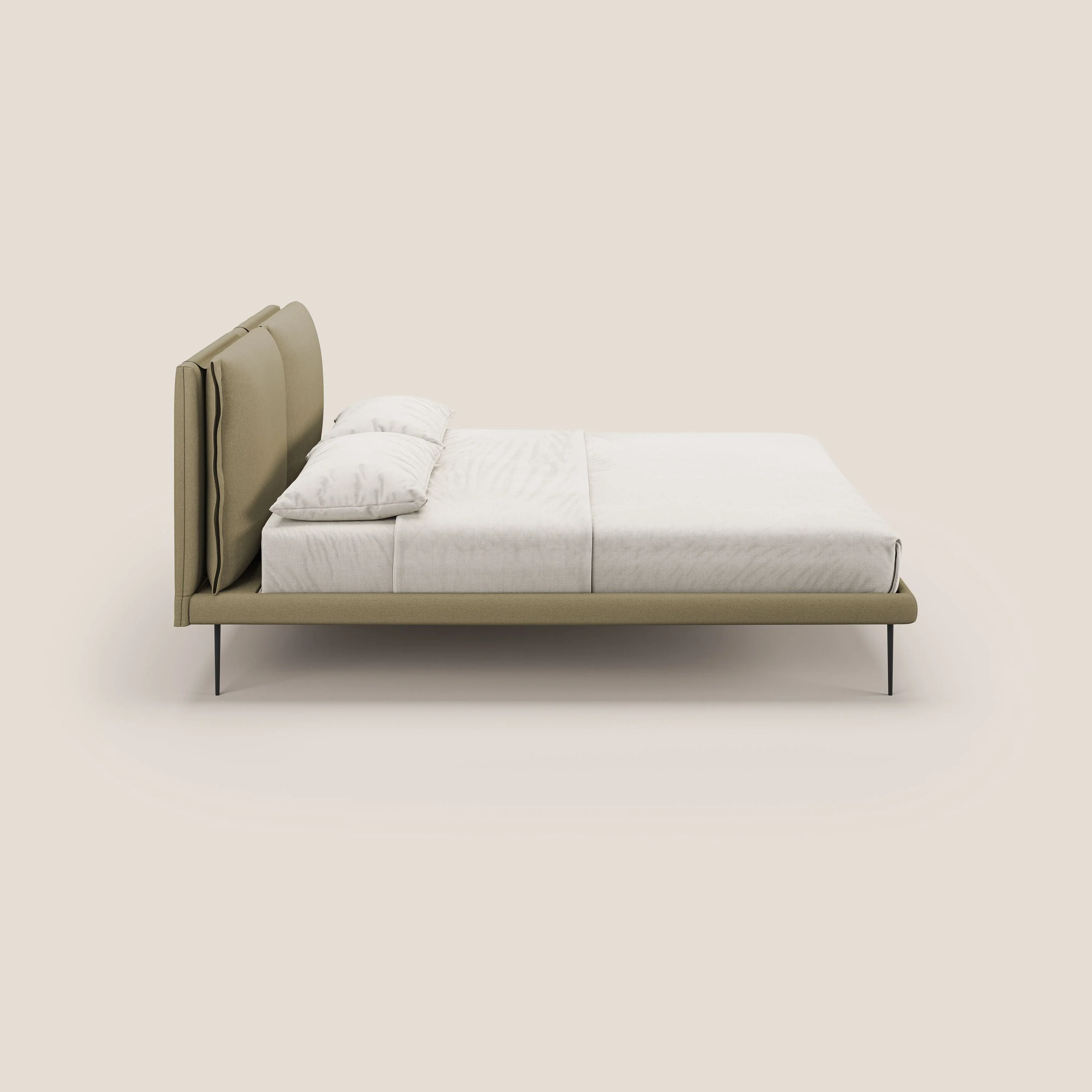 Noah lit avec coussins réglables et pieds hauts en métal en tissu détachable T05 camel - Image 4