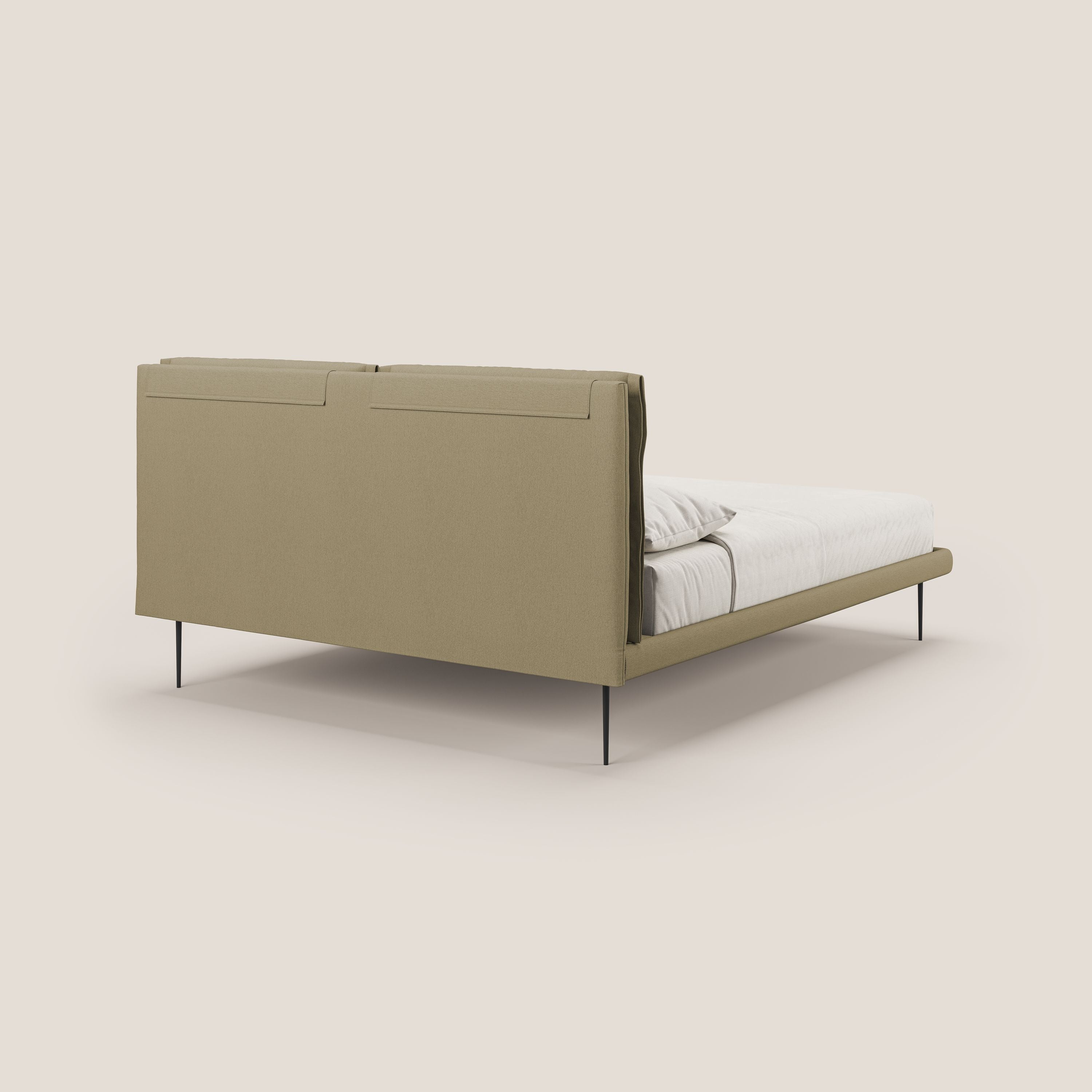 Noah lit avec coussins réglables et pieds hauts en métal en tissu détachable T05 camel - Image 5