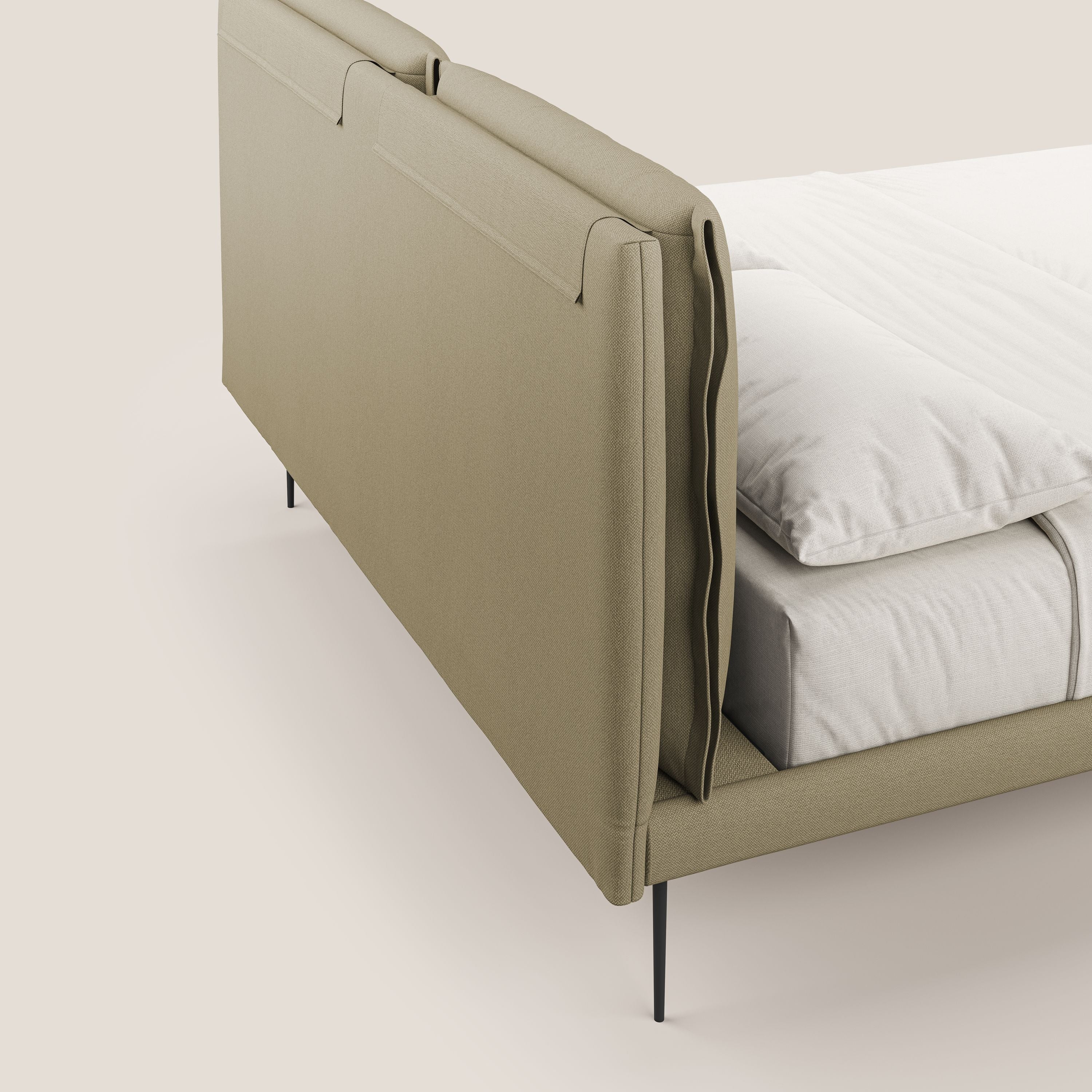 Noah lit avec coussins réglables et pieds hauts en métal en tissu détachable T05 camel - Image 7