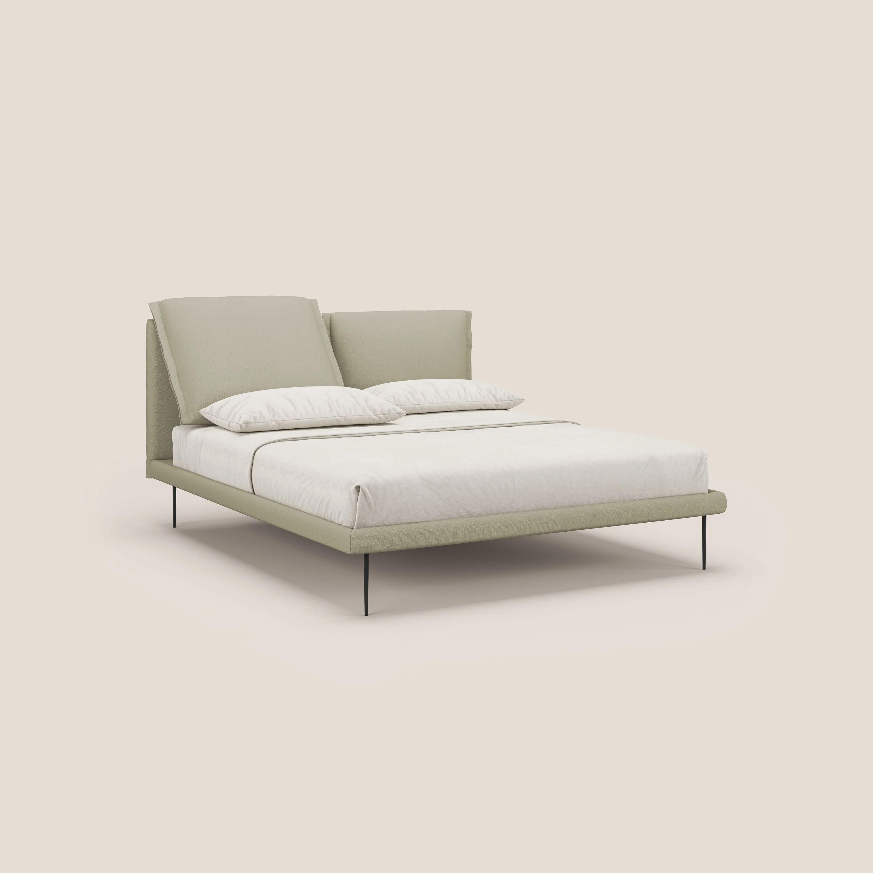 Noah lit avec coussins réglables et pieds hauts en métal en tissu détachable T05 crÚme