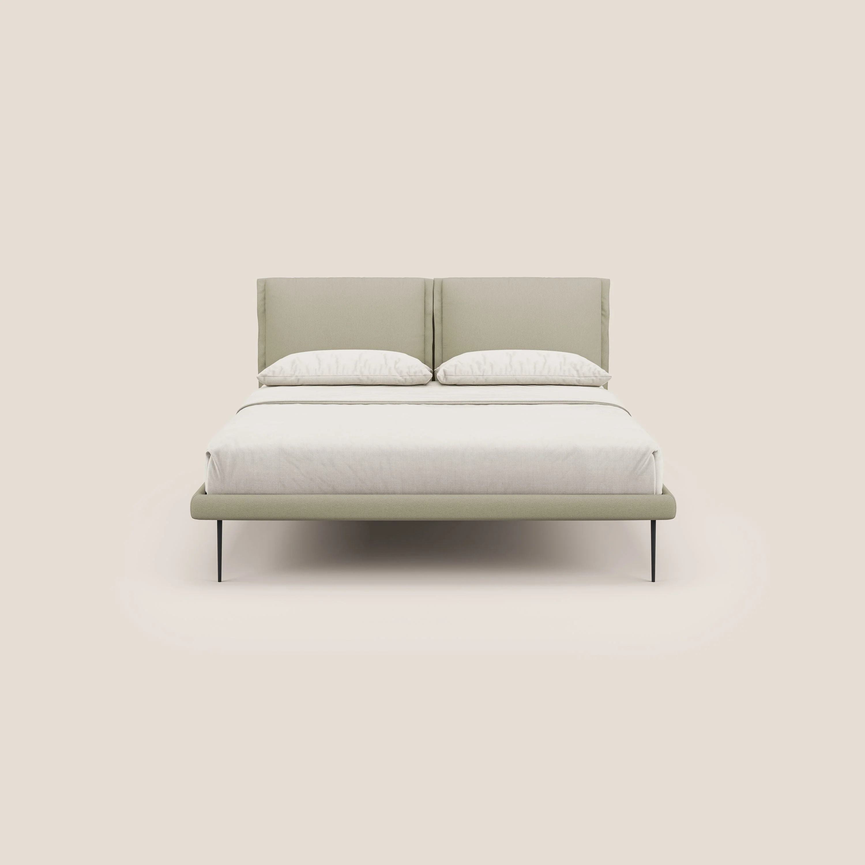 Noah lit avec coussins réglables et pieds hauts en métal en tissu détachable T05 crÚme - Image 2