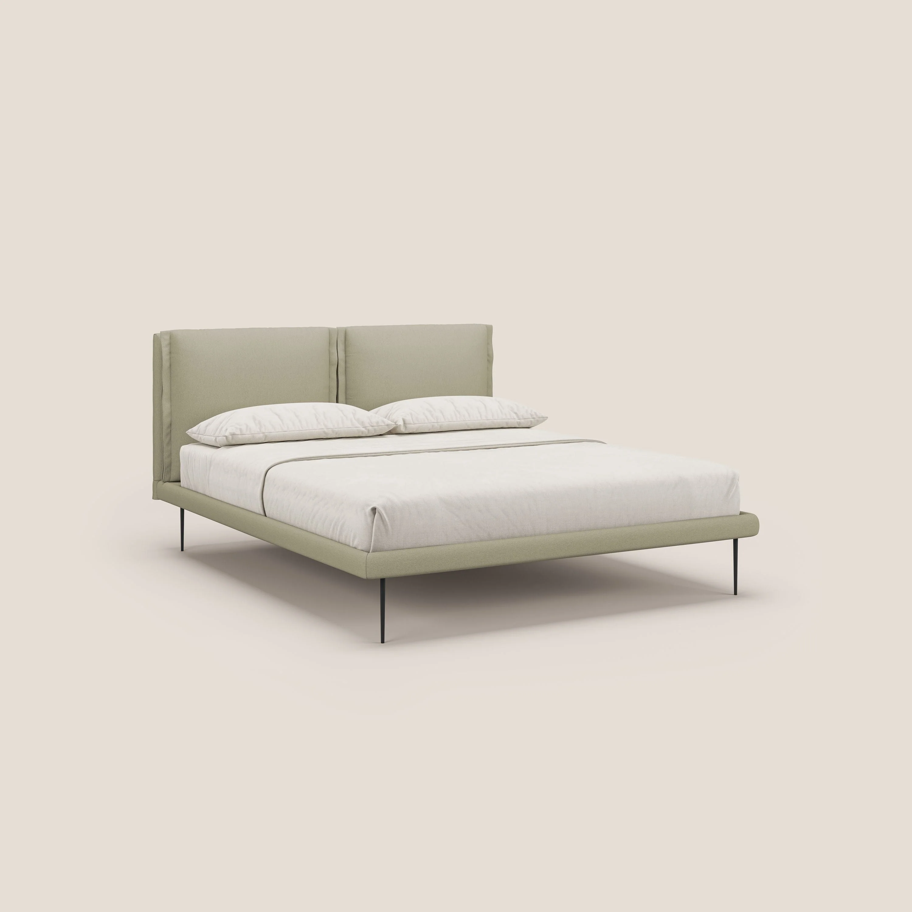 Noah lit avec coussins réglables et pieds hauts en métal en tissu détachable T05 crÚme - Image 3
