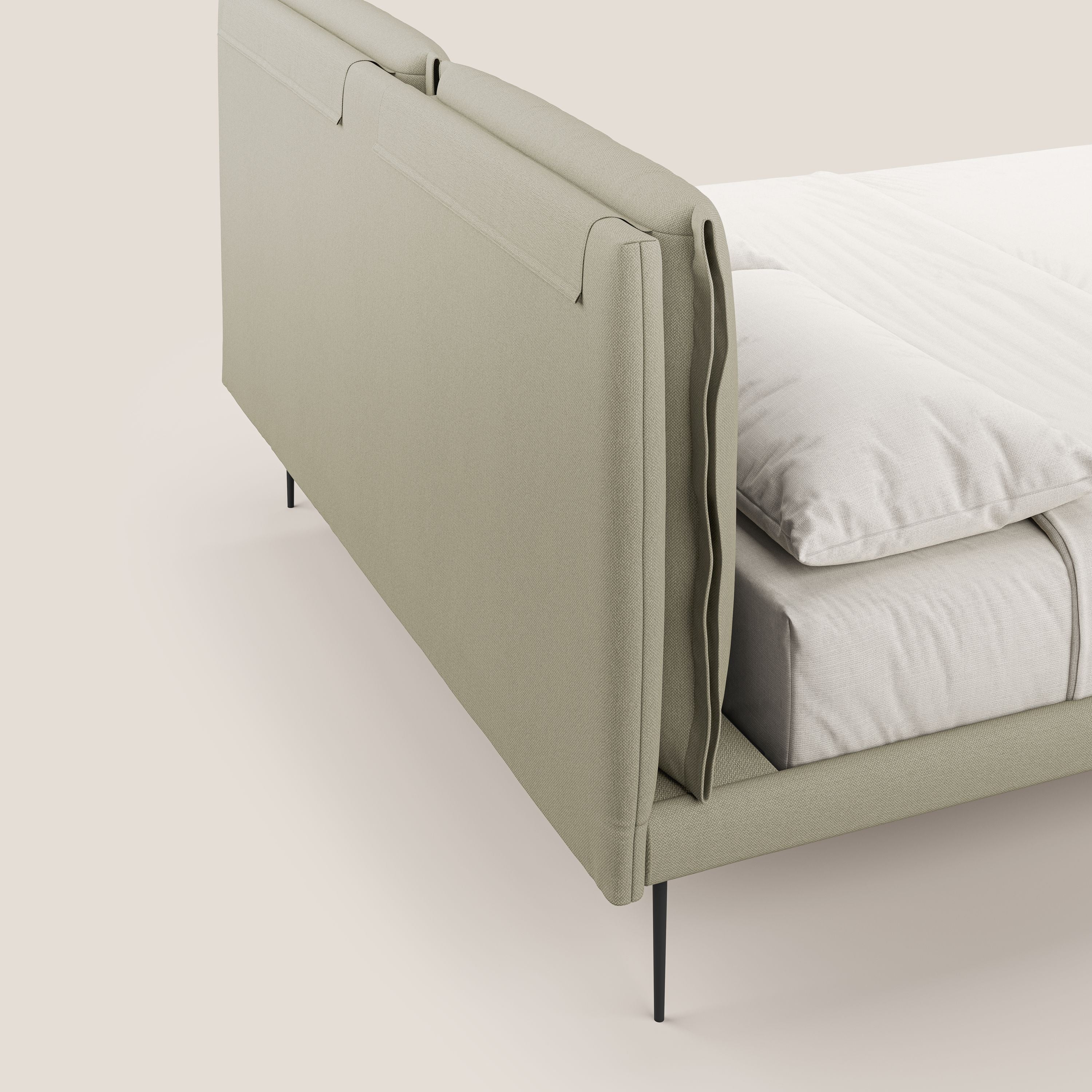 Noah lit avec coussins réglables et pieds hauts en métal en tissu détachable T05 crÚme - Image 7