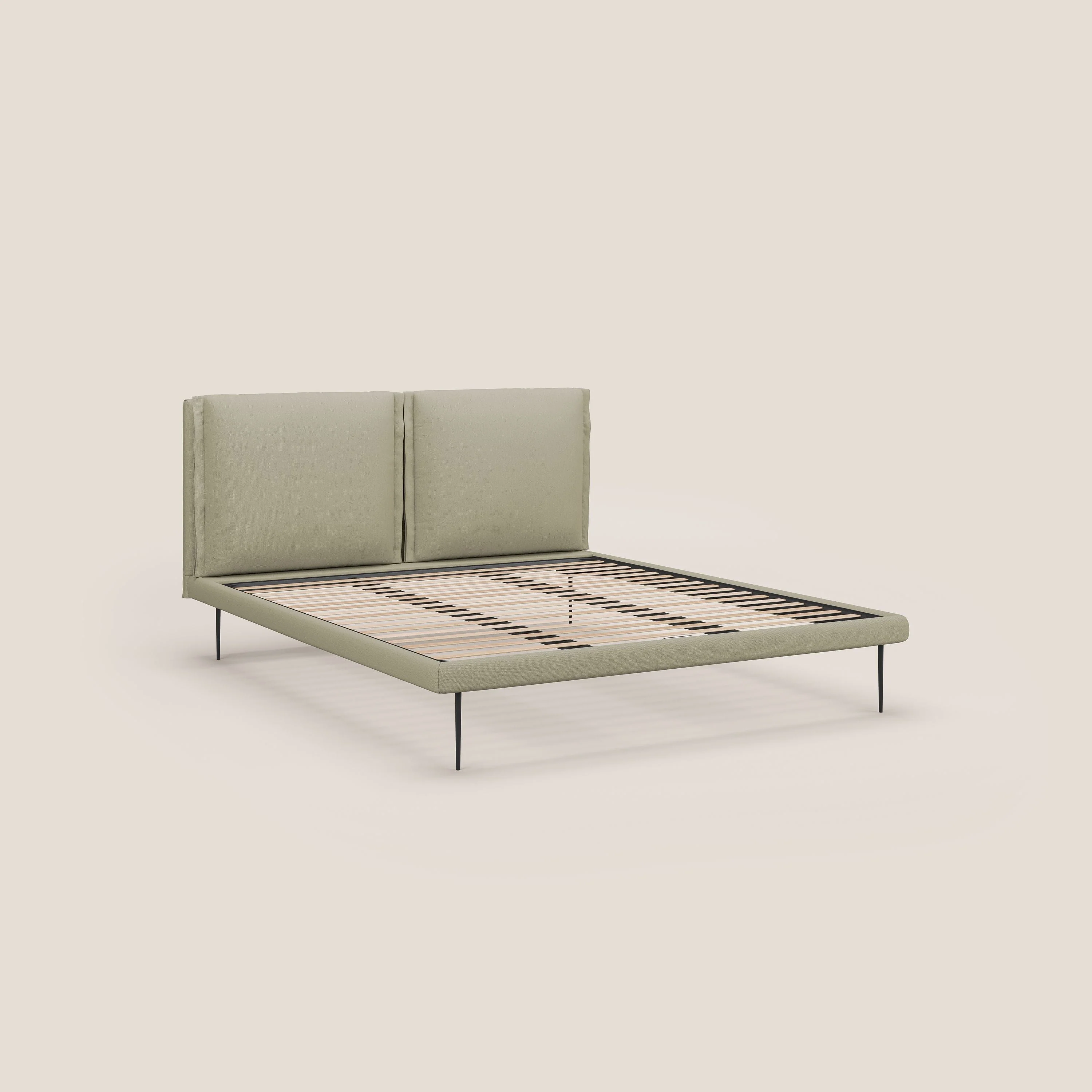Noah lit avec coussins réglables et pieds hauts en métal en tissu détachable T05 crÚme - Image 8