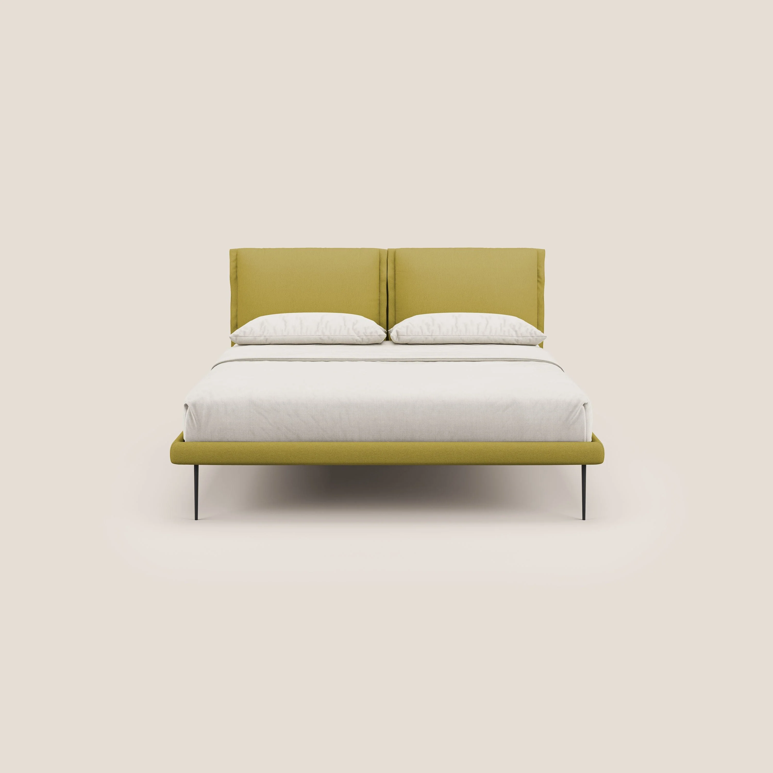 Noah lit avec coussins réglables et pieds hauts en métal en tissu détachable T05 jaune - Image 2