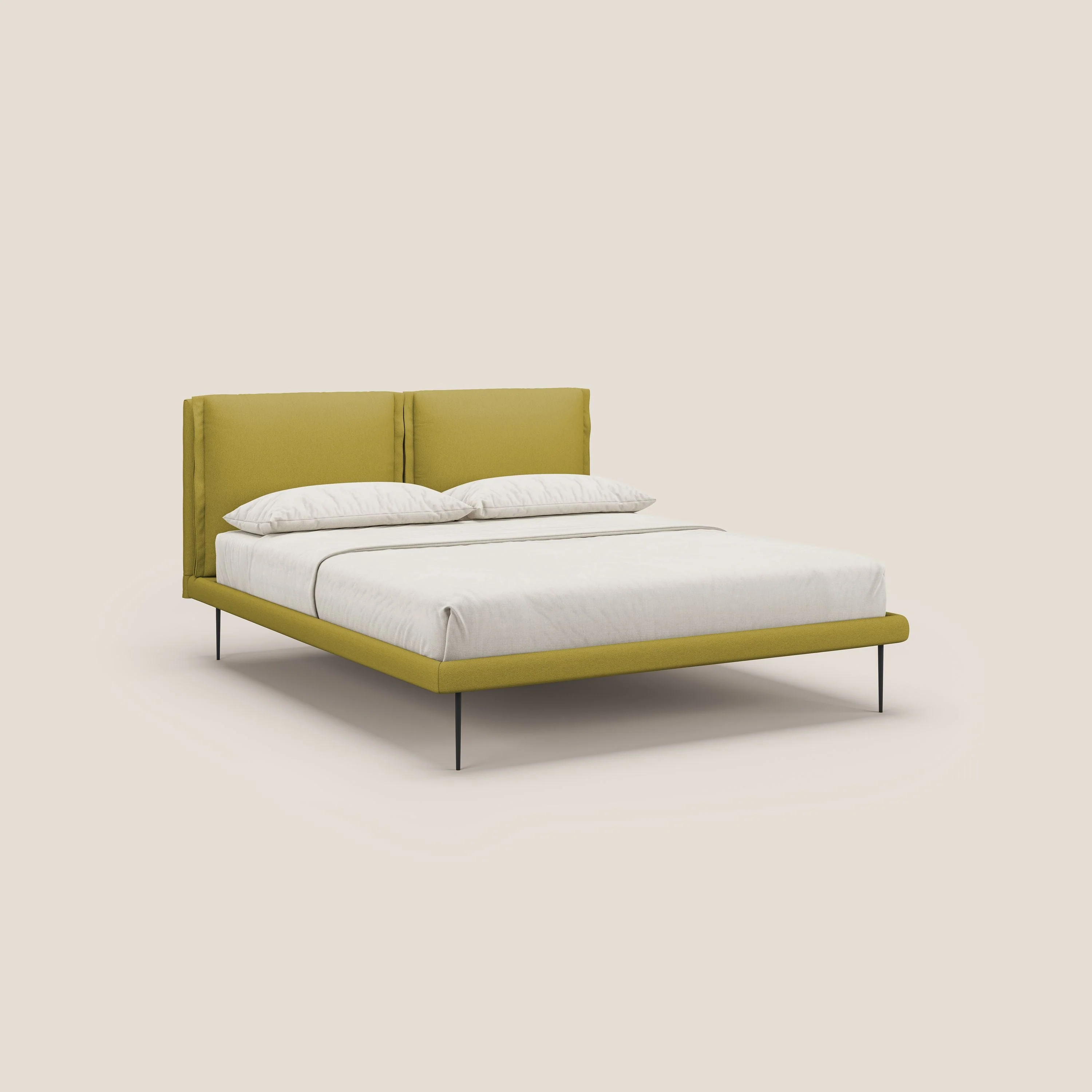 Noah lit avec coussins réglables et pieds hauts en métal en tissu détachable T05 jaune - Image 3