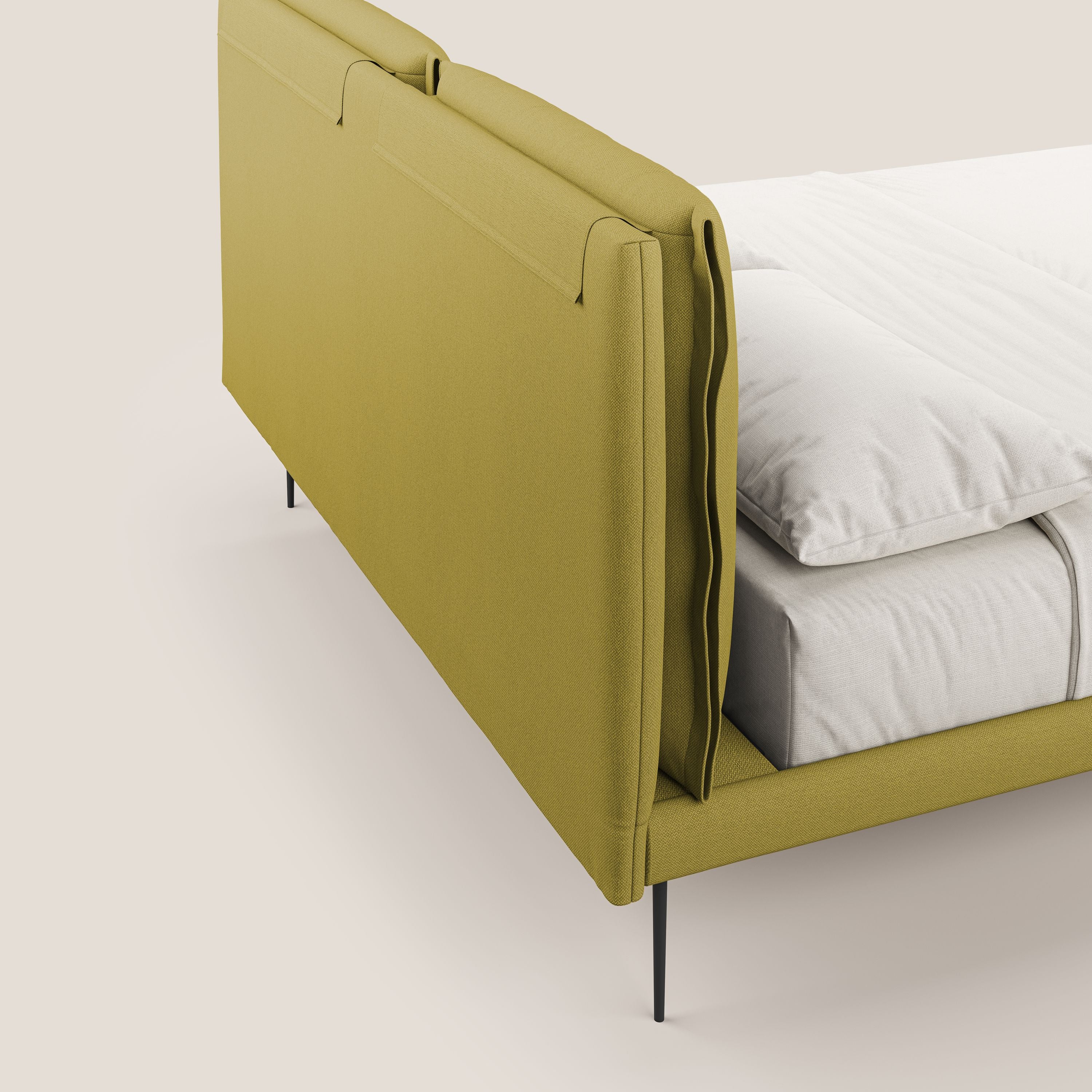 Noah lit avec coussins réglables et pieds hauts en métal en tissu détachable T05 jaune - Image 7