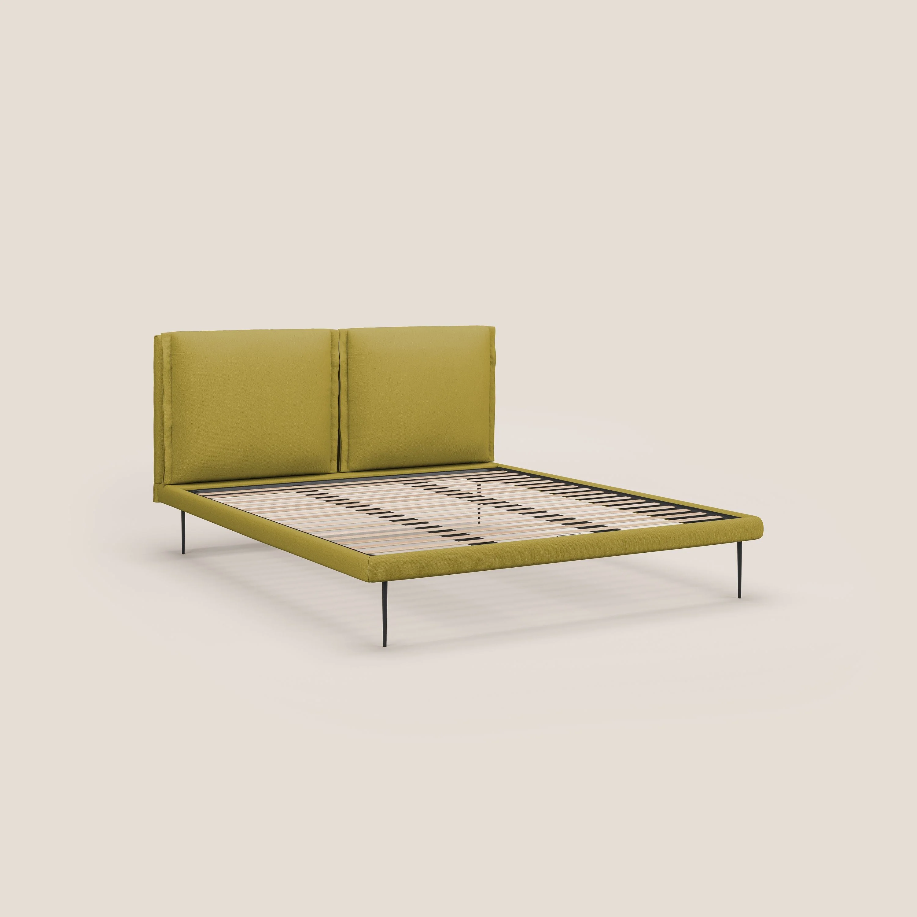 Noah lit avec coussins réglables et pieds hauts en métal en tissu détachable T05 jaune - Image 8