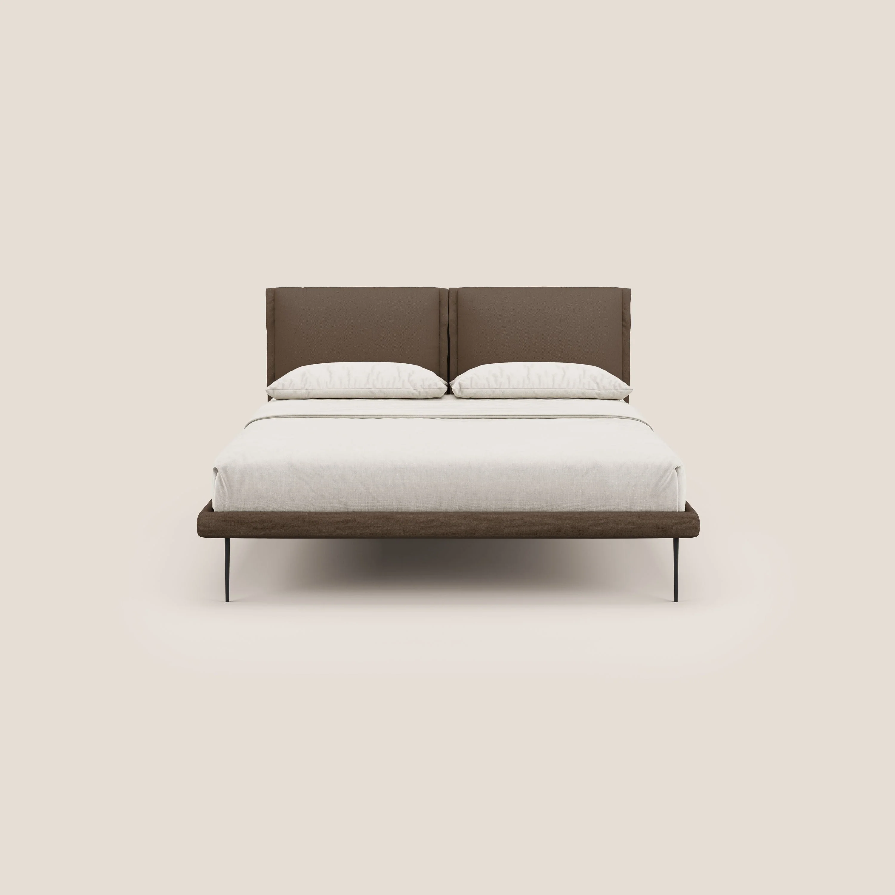 Noah lit avec coussins réglables et pieds hauts en métal en tissu détachable T05 marron - Image 2