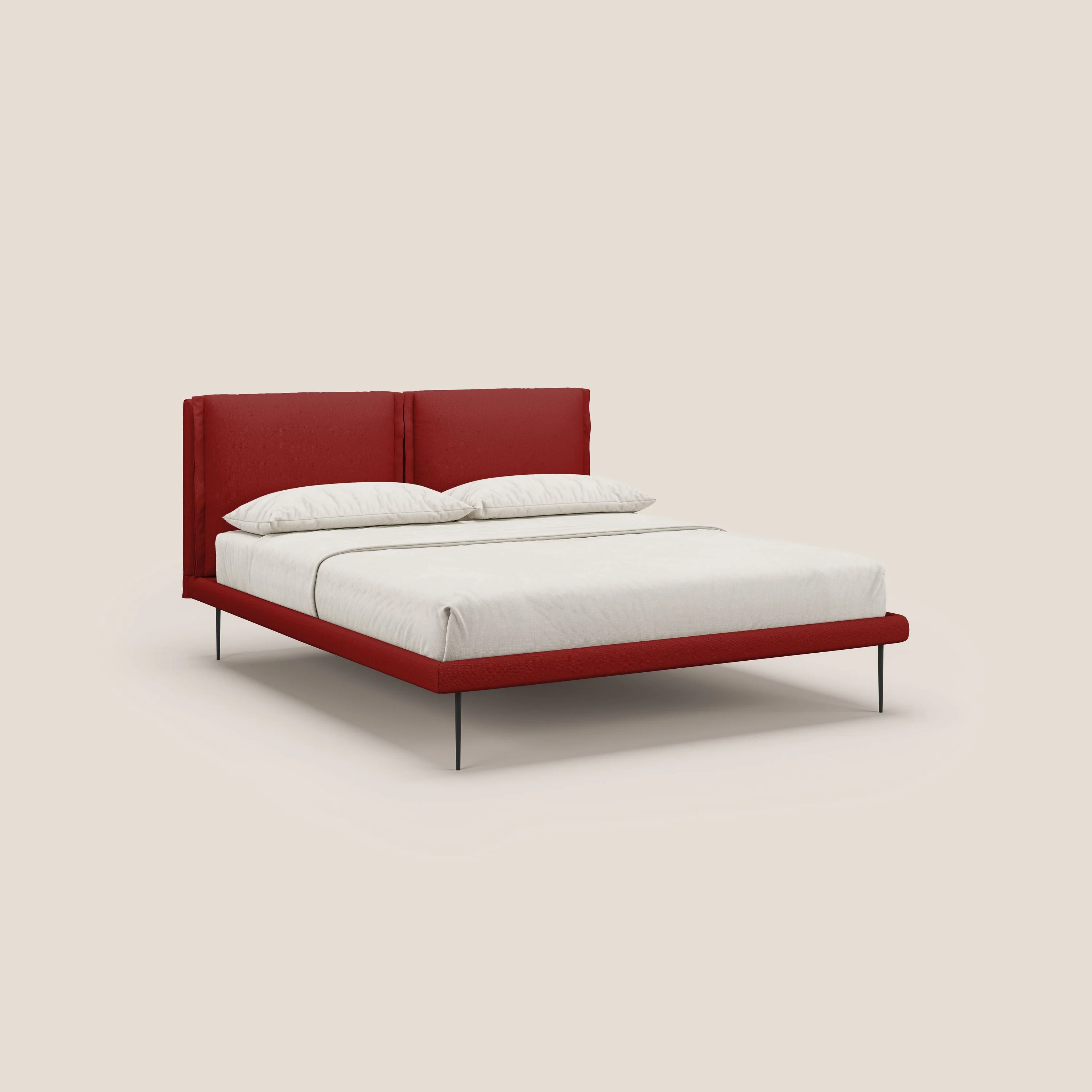 Noah lit avec coussins réglables et pieds hauts en métal en tissu détachable T05 rouge - Image 3
