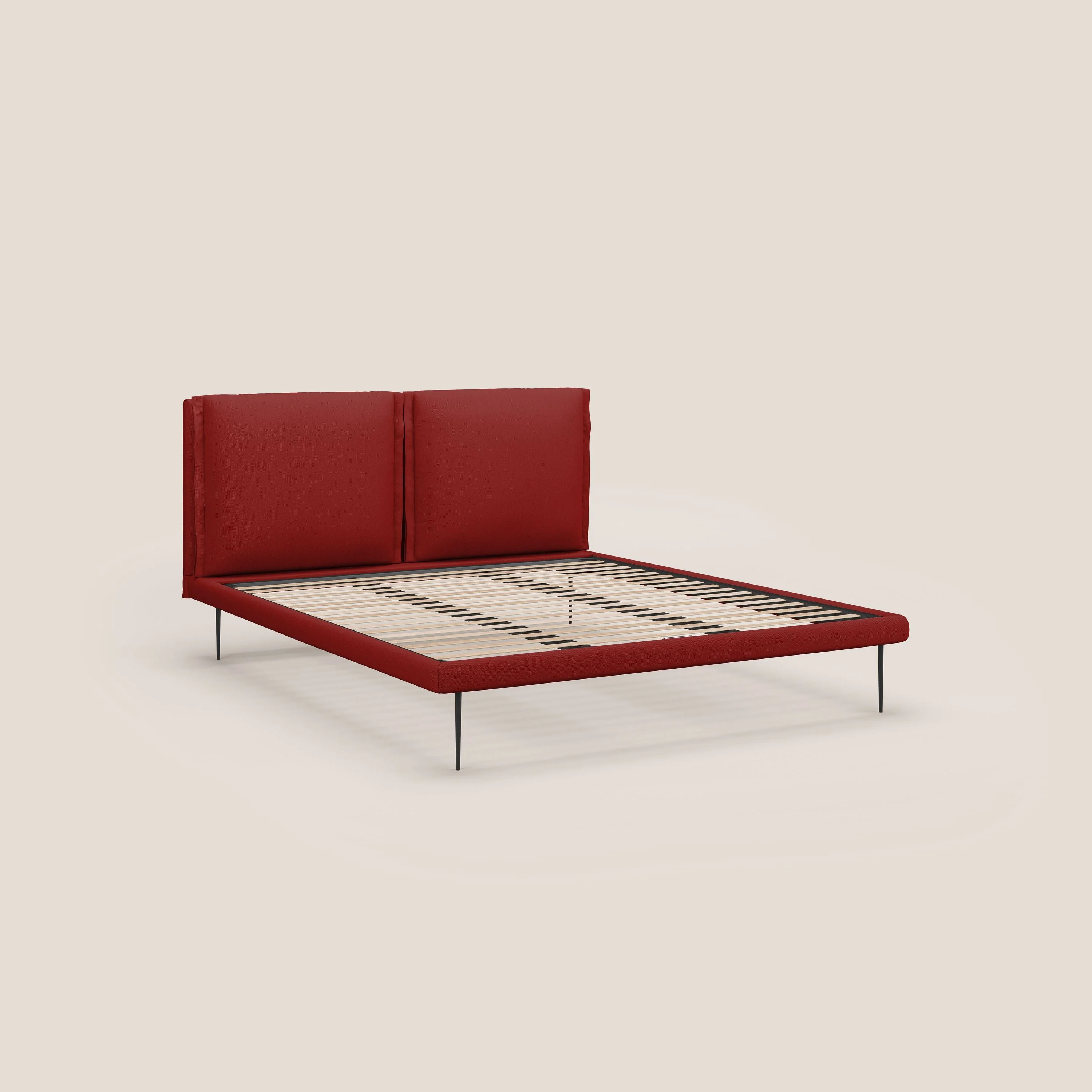 Noah lit avec coussins réglables et pieds hauts en métal en tissu détachable T05 rouge - Image 8