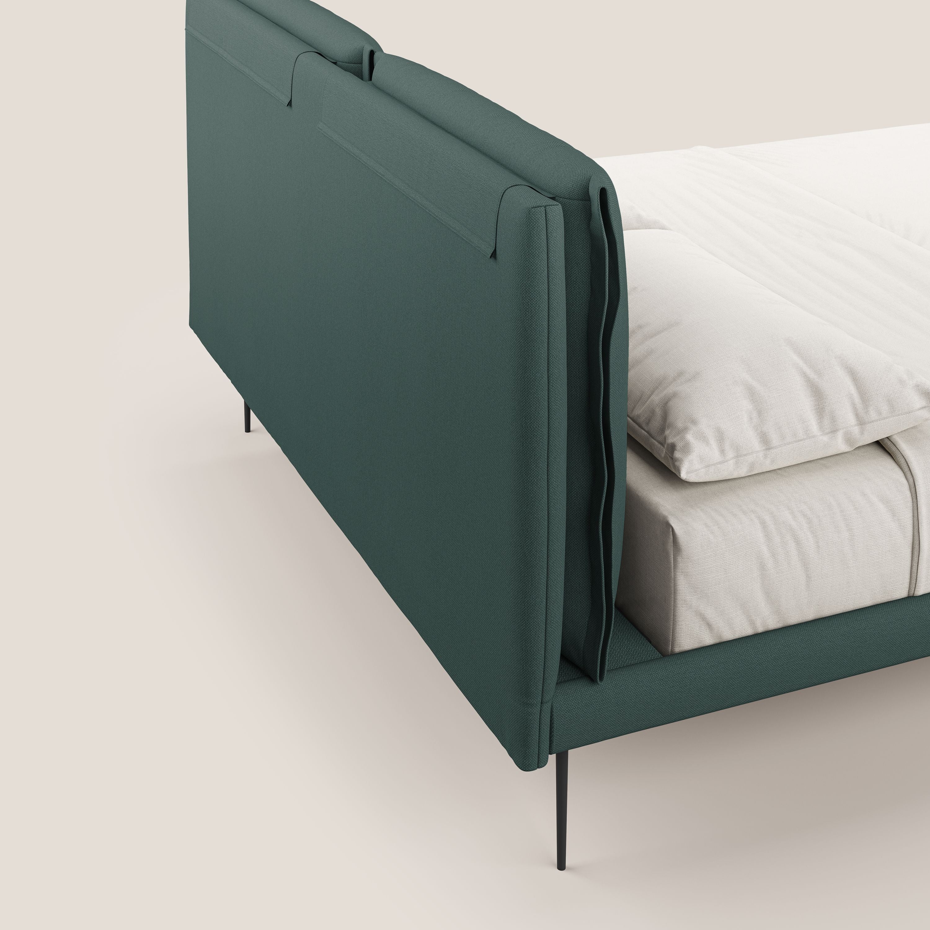 Noah lit avec coussins réglables et pieds hauts en métal en tissu détachable T05 vert - Image 7