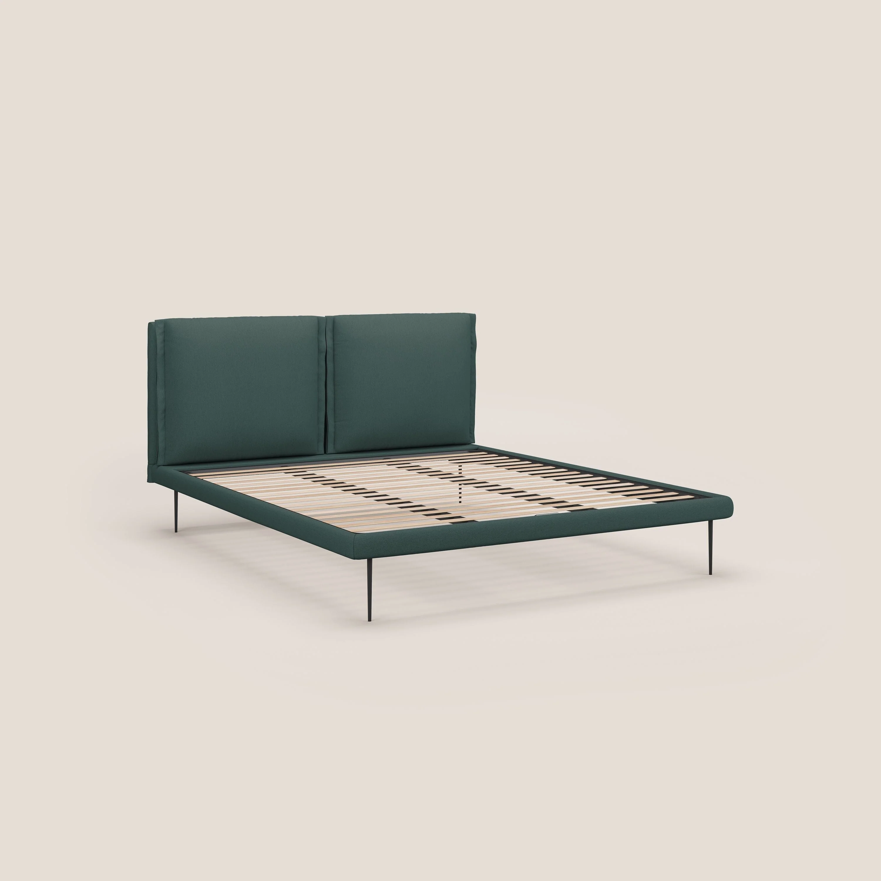 Noah lit avec coussins réglables et pieds hauts en métal en tissu détachable T05 vert - Image 8