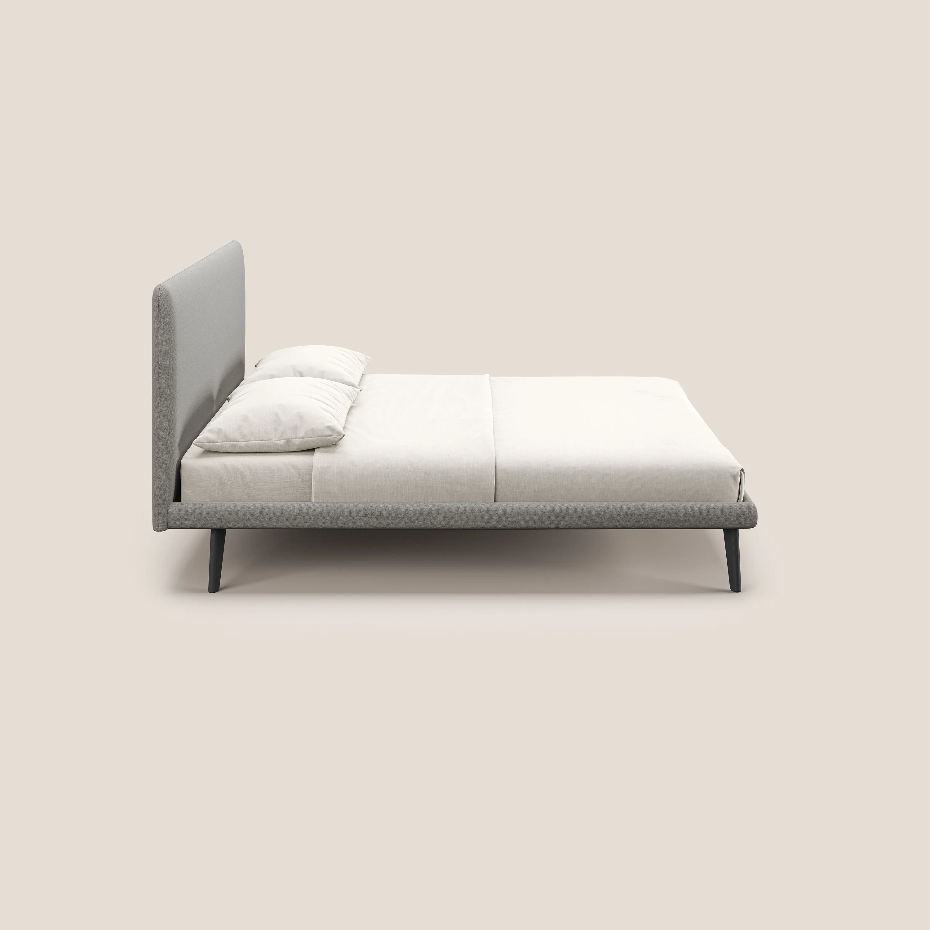 Noel lit minimaliste scandinave avec pieds foncés et tissu flammé imperméable T19 beige - Image 3