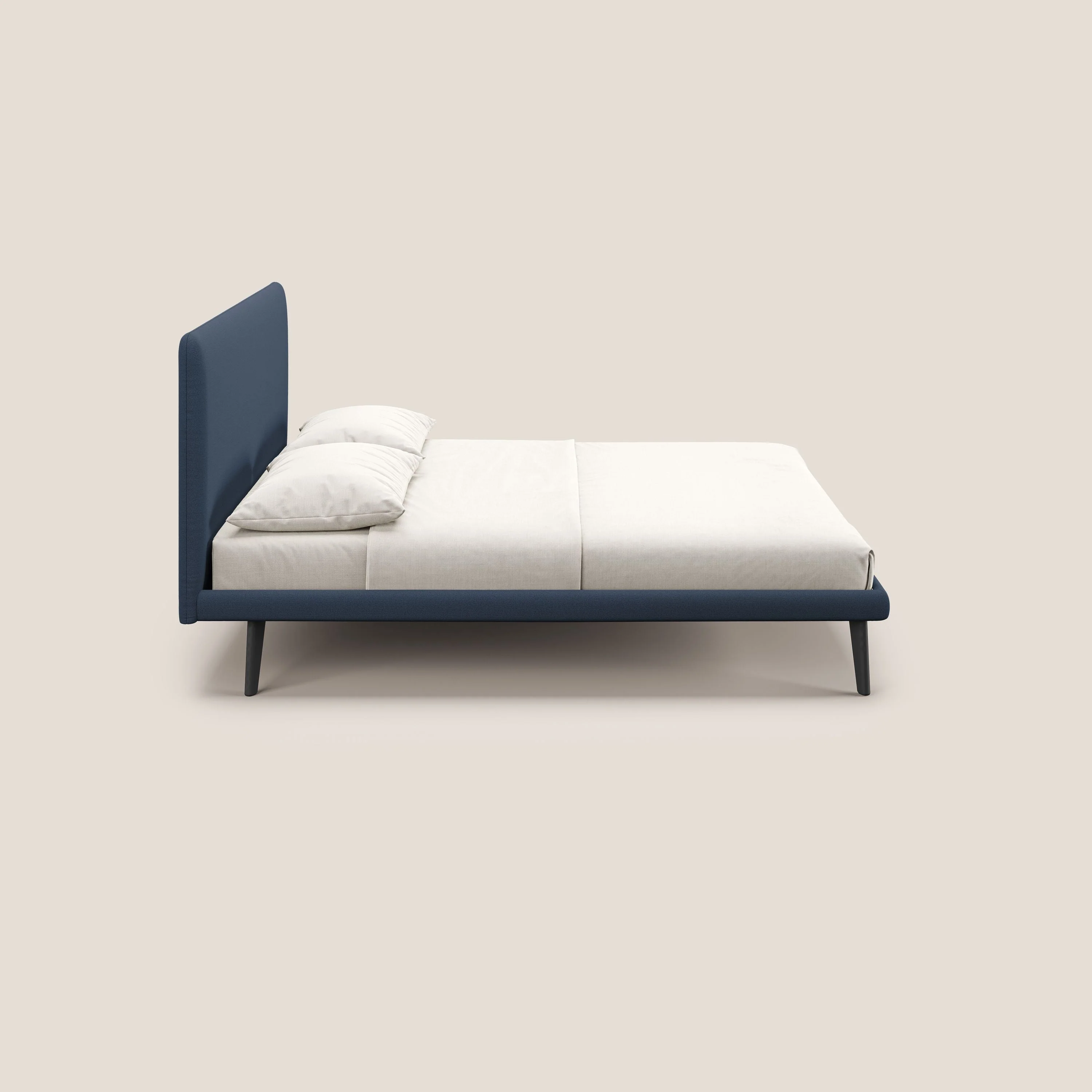 Noel lit minimaliste scandinave avec pieds foncés et tissu flammé imperméable T19 bleu - Image 3