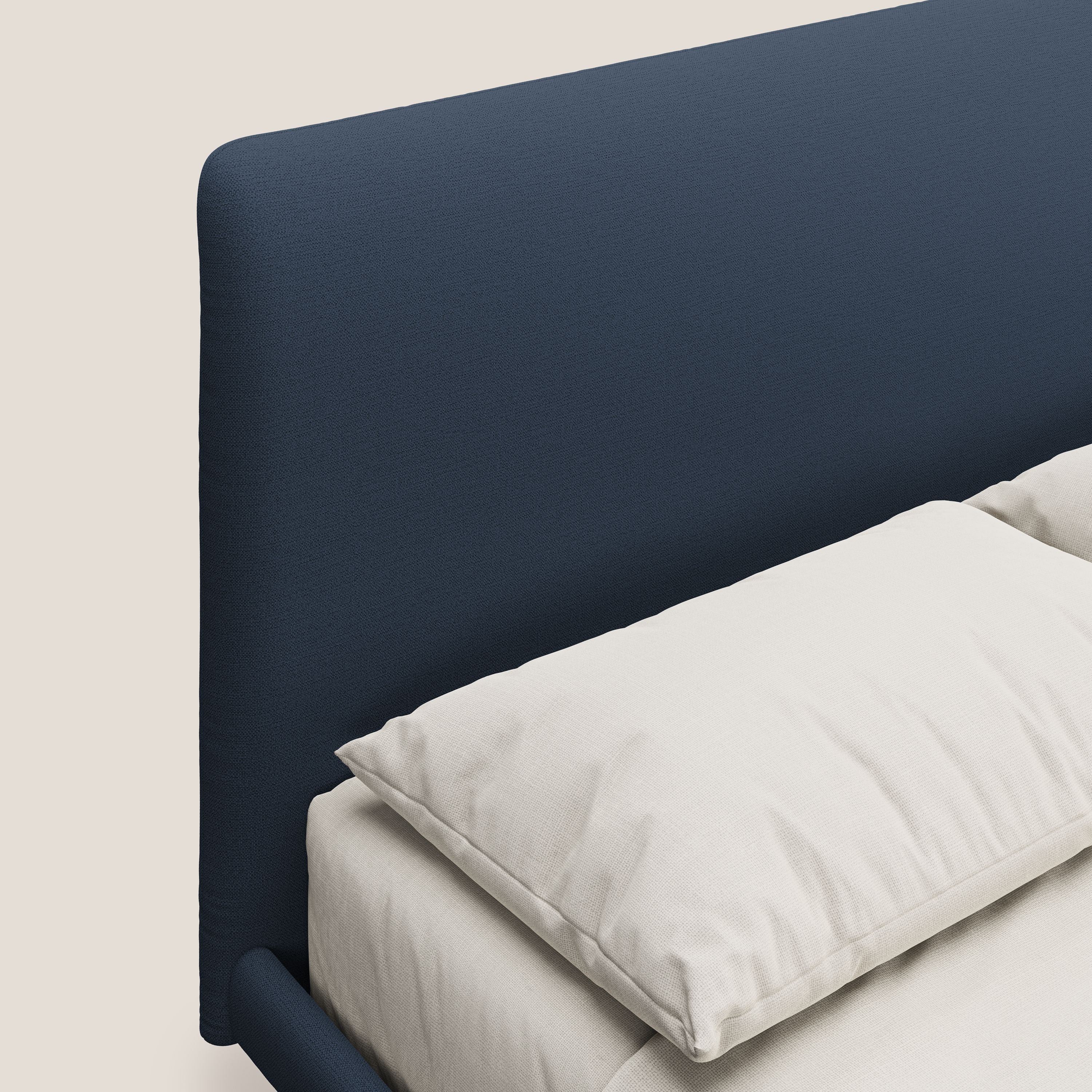 Noel lit minimaliste scandinave avec pieds foncés et tissu flammé imperméable T19 bleu - Image 5