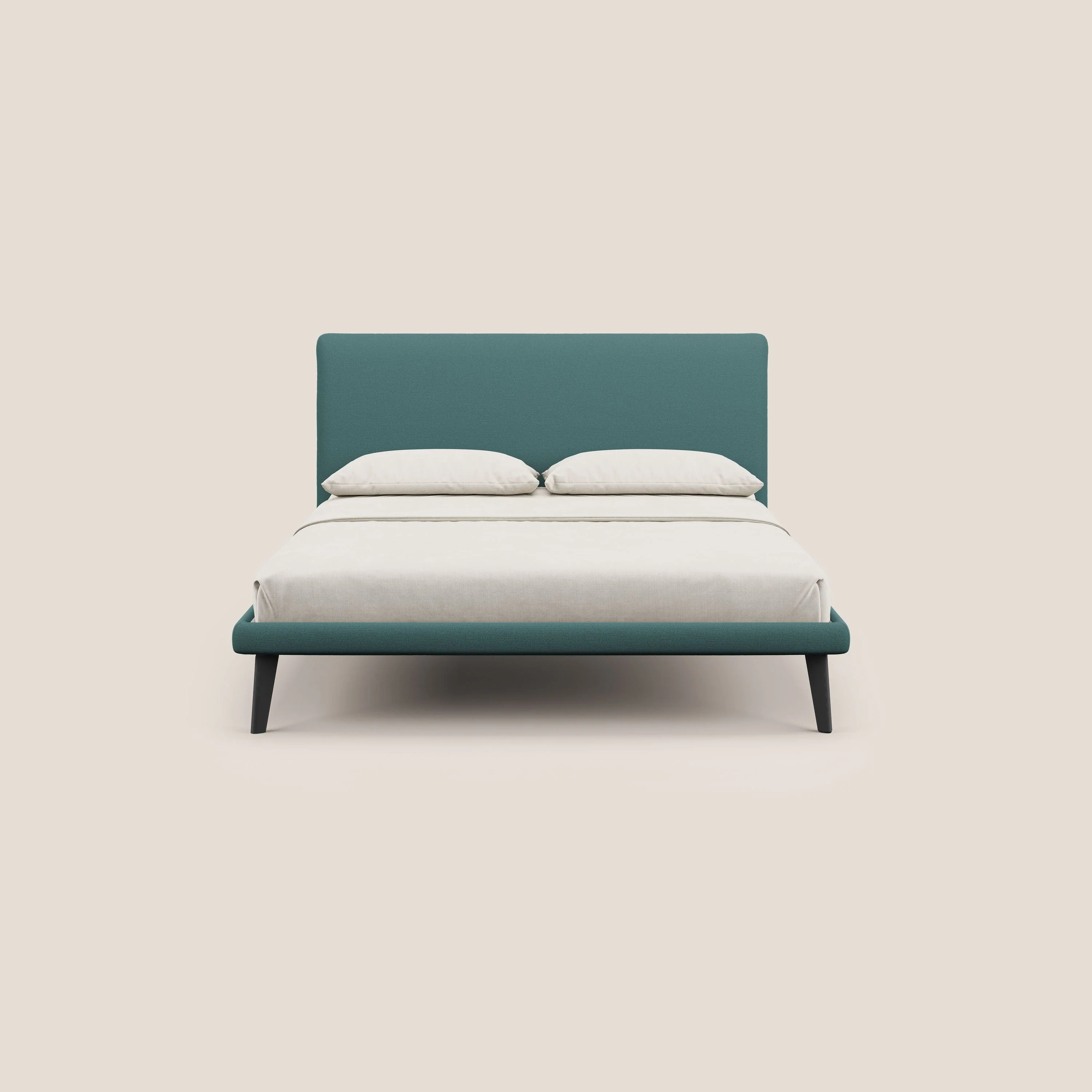 Noel lit minimaliste scandinave avec pieds foncés et tissu flammé imperméable T19 bleu canard - Image 2