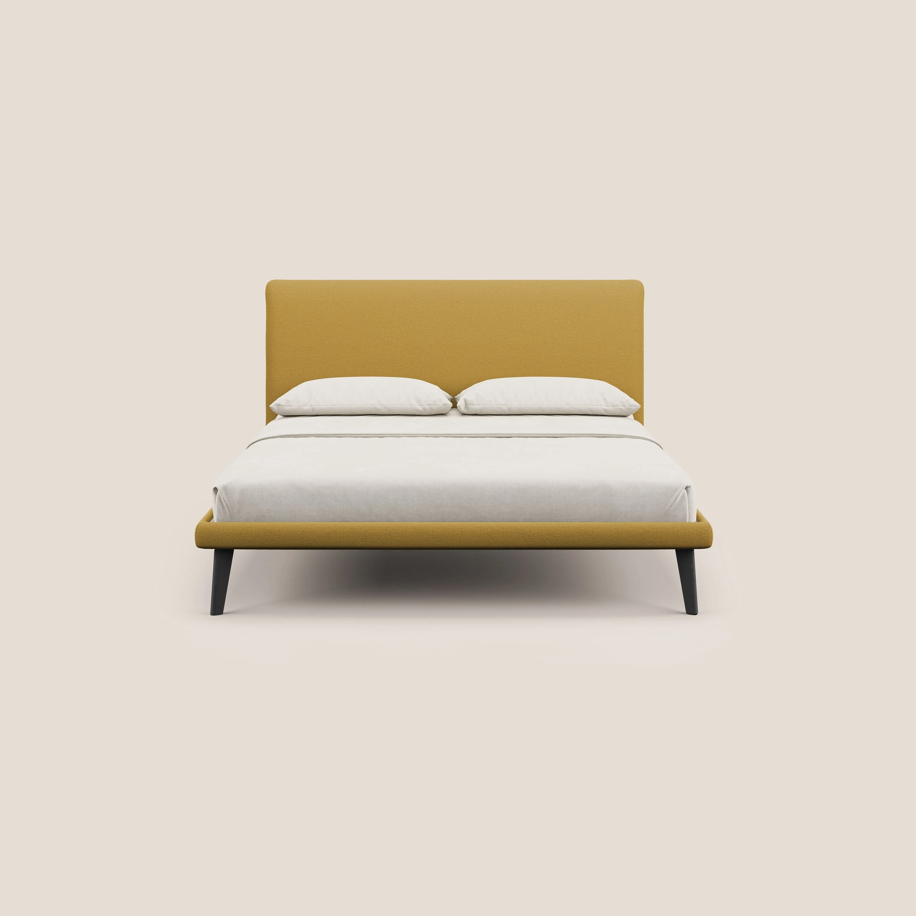 Noel lit minimaliste scandinave avec pieds foncés et tissu flammé imperméable T19 jaune - Image 2