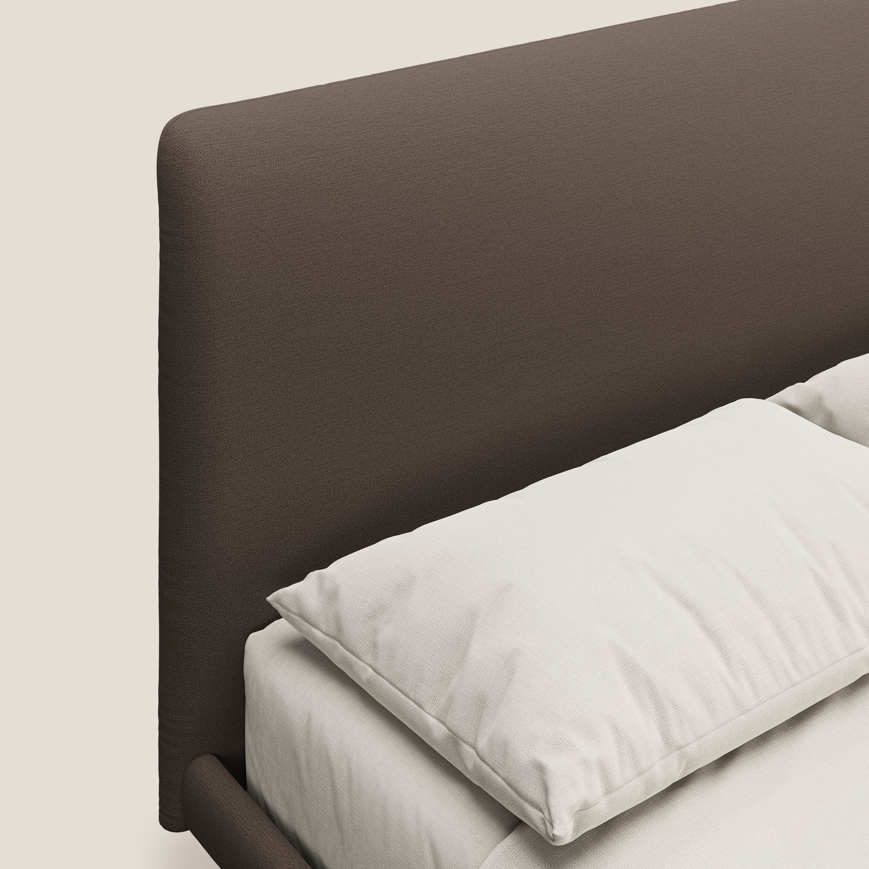 Noel lit minimaliste scandinave avec pieds foncés et tissu flammé imperméable T19 marron - Image 5
