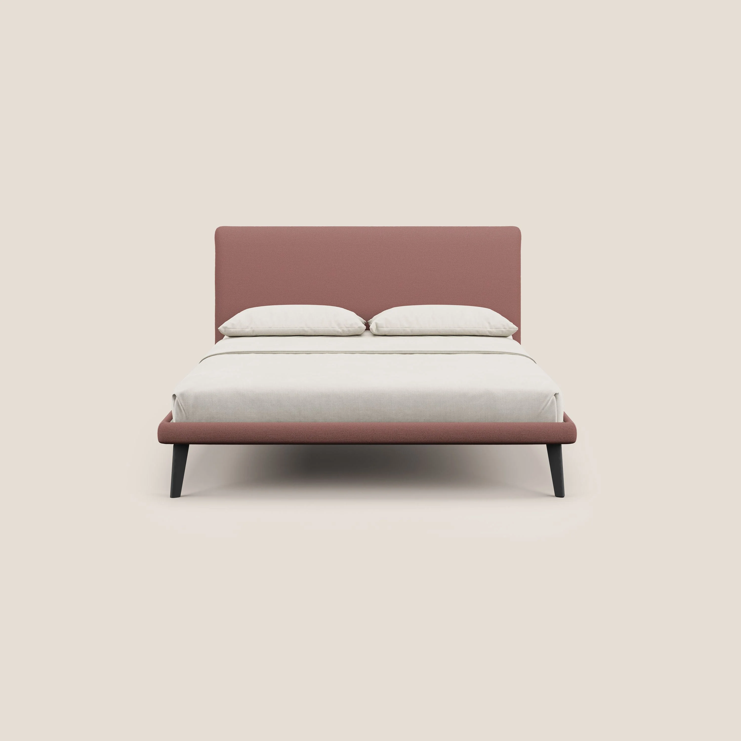 Noel lit minimaliste scandinave avec pieds foncés et tissu flammé imperméable T19 saumon - Image 5